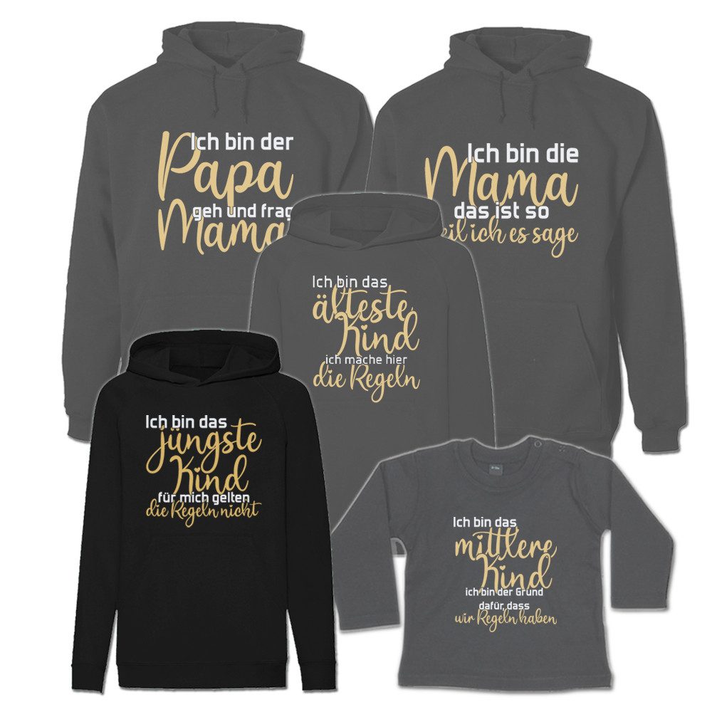 G-graphics Kapuzenpullover Die Regeln der Familie (Familienset, Einzelteile zum selbst zusammenstellen) Kinder & Erwachsenen-Hoodie & Baby Sweater
