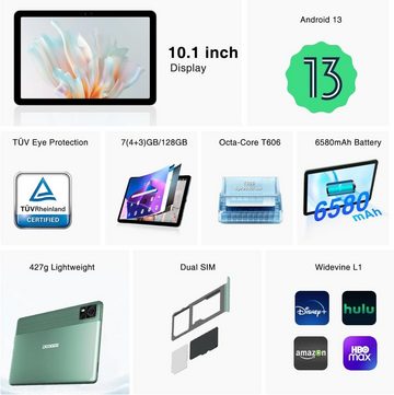 DOOGEE Tablet (10", 128 GB, Android 13, 4G LTE, 9GB RAM+128GB ROM, LTE, 6580mAh Dual SIM 5MP+8MP Kamera 4G LTE/5G WiFi)