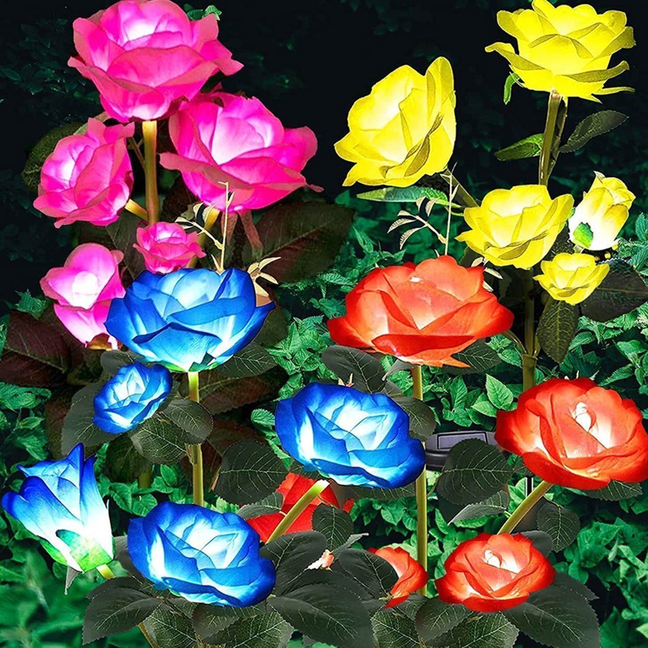 LETGOSPT LED Solarleuchte Solarlampen Rose für mit Garten, 2V Lampen Rose Licht, Solar Rasen, Garten, Rot 3 LED für Feld Lichter Garten Außen Solar