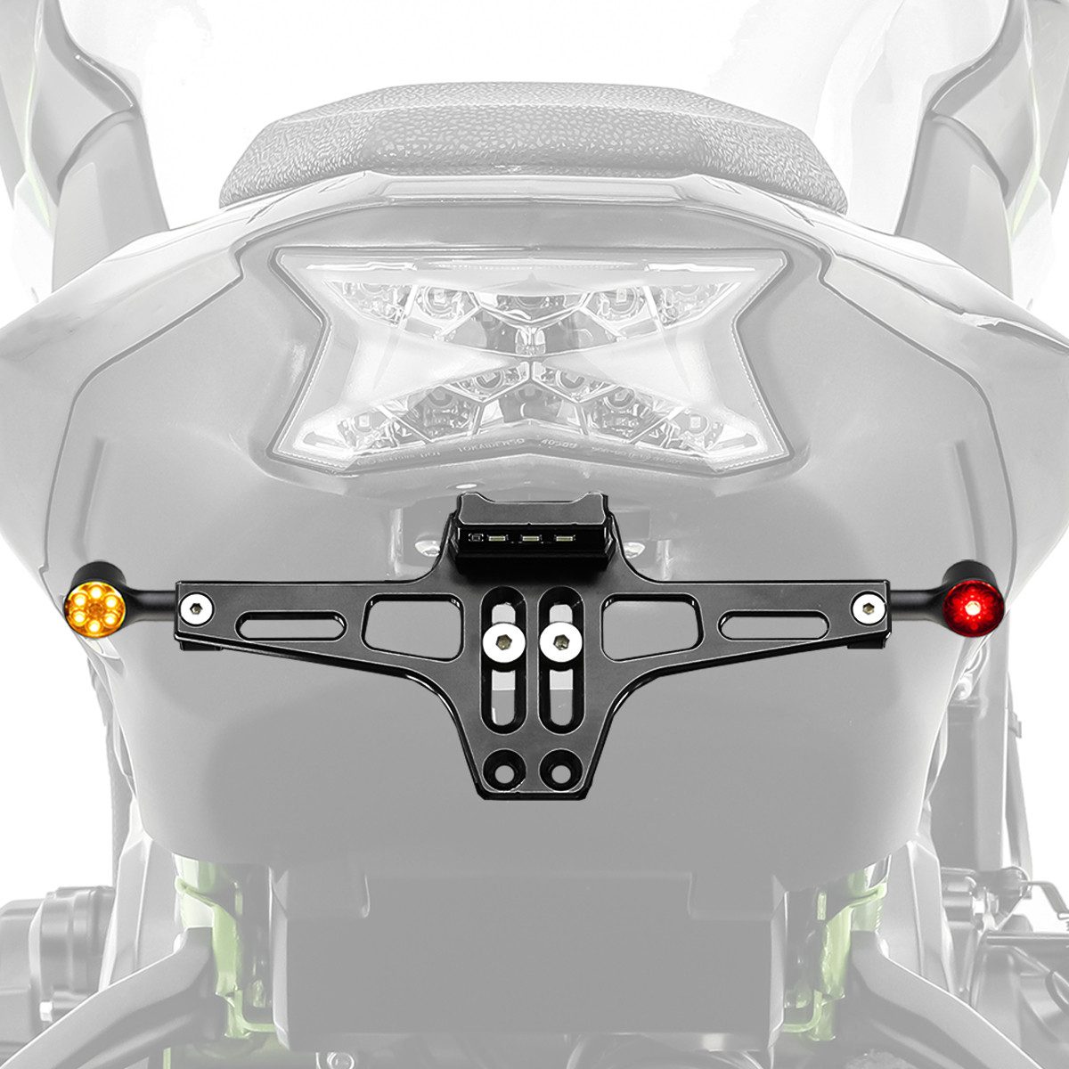 Zaddox Kennzeichenhalter Set LED Blinker Motorrad mit Brems- und Rücklicht BP1 ECE + Kennzeiche