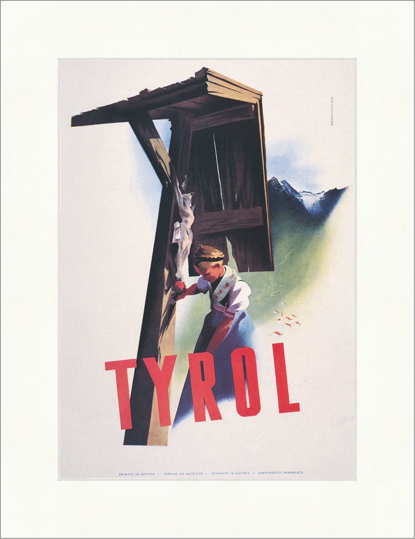 BillerAntik Kunstdruck Werbeplakat von Dobretzberger: Tyrol Tirol Blume Tuch Kunstdruck Plaka, (1 St)