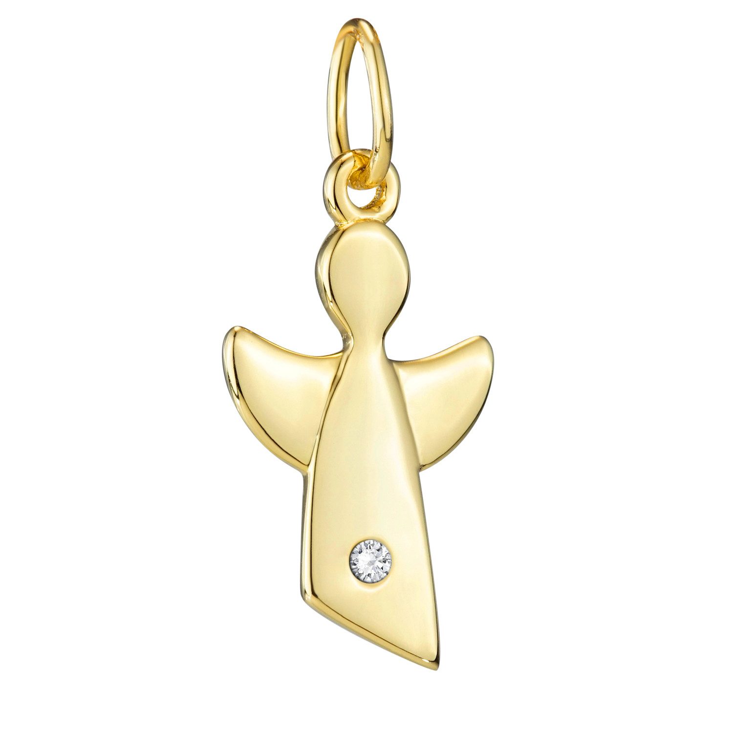 Materia Engelanhänger Schutzengel Gold Zirkonia weiß KA-459, Sterlingsilber, vergoldet