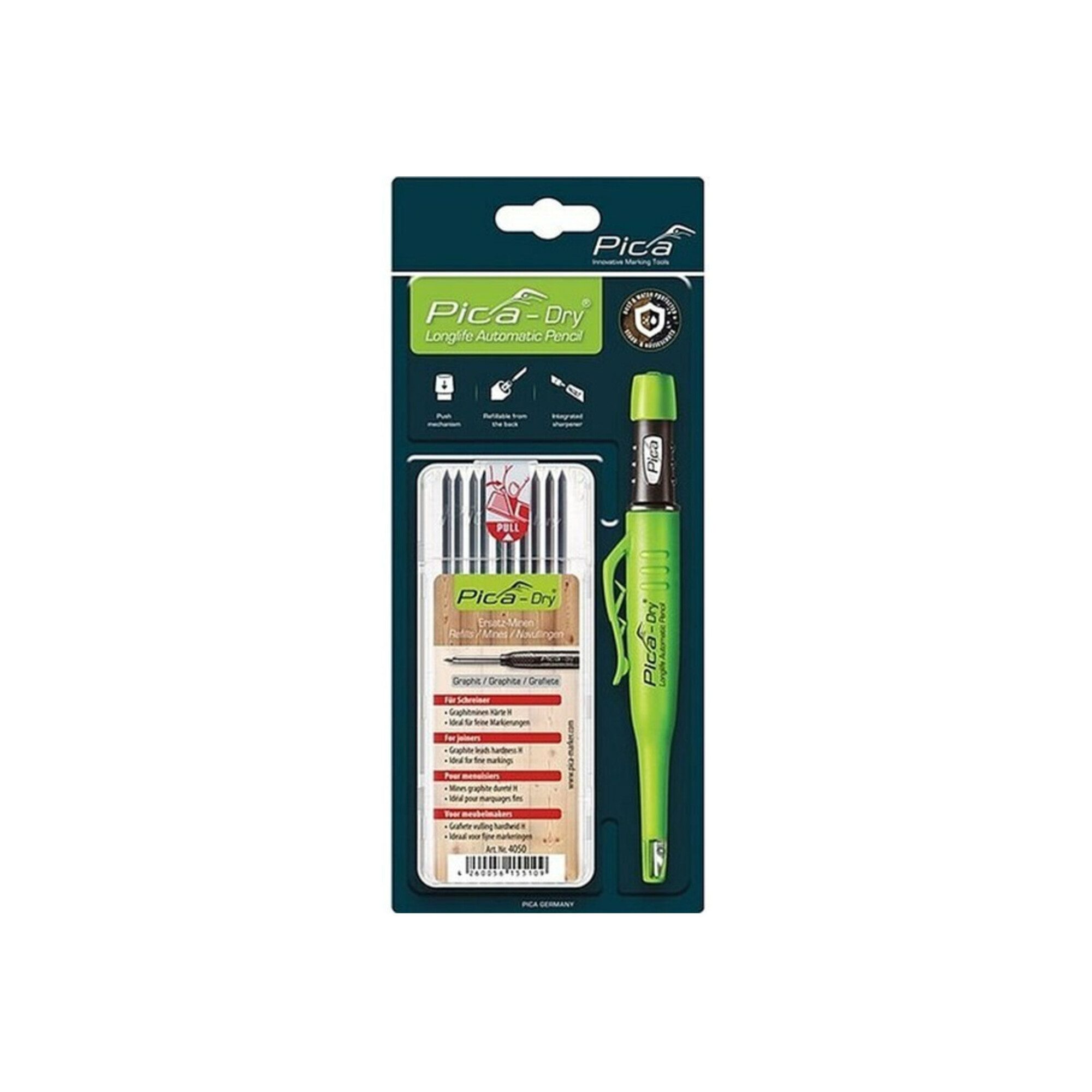 Pica Permanentmarker Bau-/Tieflochmarker Pica-Dry+Minenset Farbe graphit +Minenset 4000 871