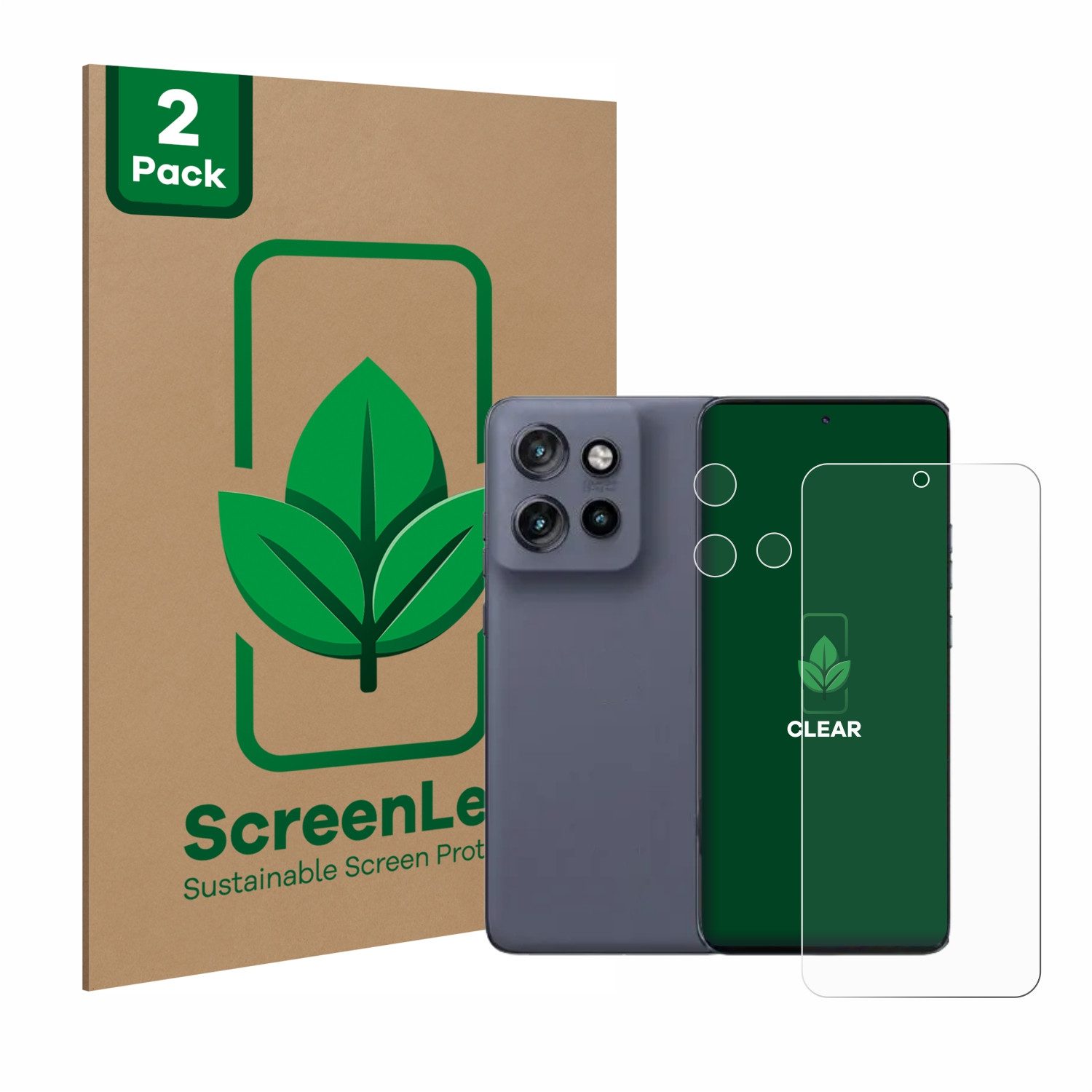 ScreenLeaf Displayschutzfolie Schutzfolie für Motorola Edge 50 Neo (Display+Kamera), 2 Stück, nachhaltiger Displayschutz Schutz Folie Klar Transparent