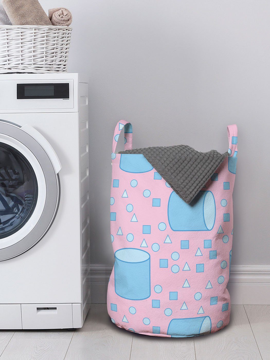 Abakuhaus Wäschesäckchen Wäschekorb Muster-Kunst mit Waschsalons, Kordelzugverschluss Forms Griffen Geometrisch Pastell für