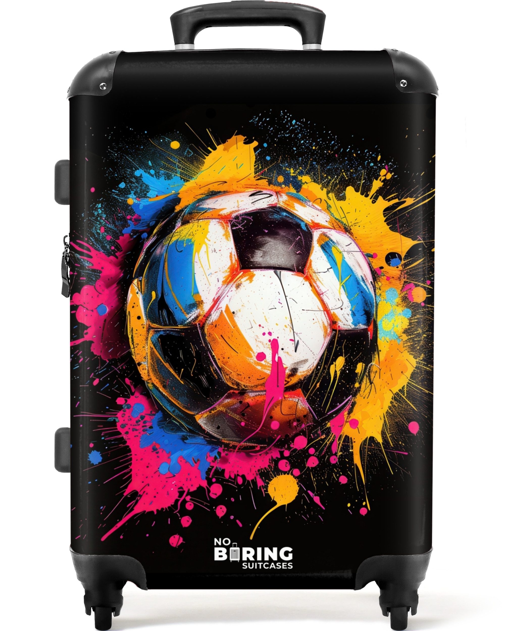 NoBoringSuitcases.com© Hartschalen-Trolley Fußball mit buntem Graffiti günstig online kaufen