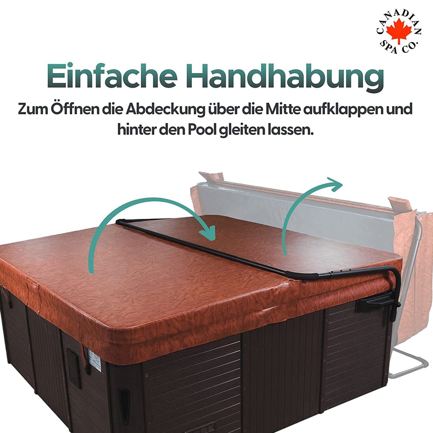 Canadian Spa GmbH Pool-Abdeckplane Abdeckhilfe bodenbefest., Hebevorrichtung für Whirlpoolabdeckung bis zu 240 cm breite