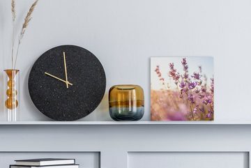 OneMillionCanvasses® Leinwandbild Lavendel - Nahaufnahme - Sonne - Blumen - Lila, (1 St), Leinwand Bilder für Wohnzimmer Schlafzimmer
