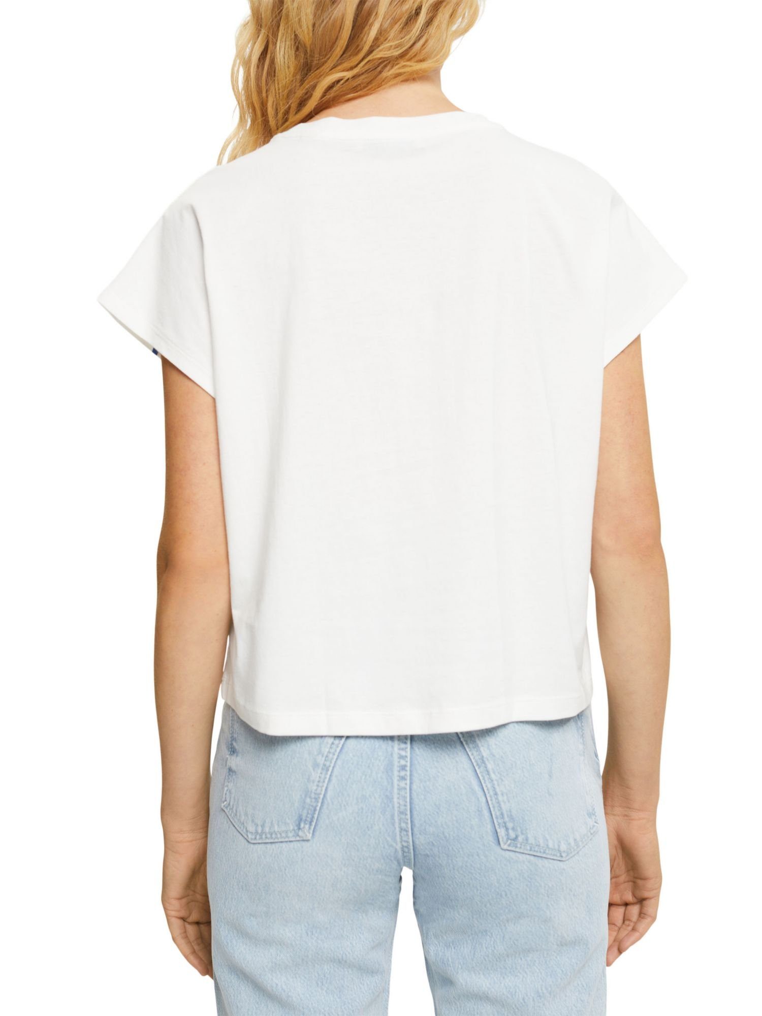 edc by Esprit T-Shirt T-Shirt Print-Streifen OFF (1-tlg) WHITE mit