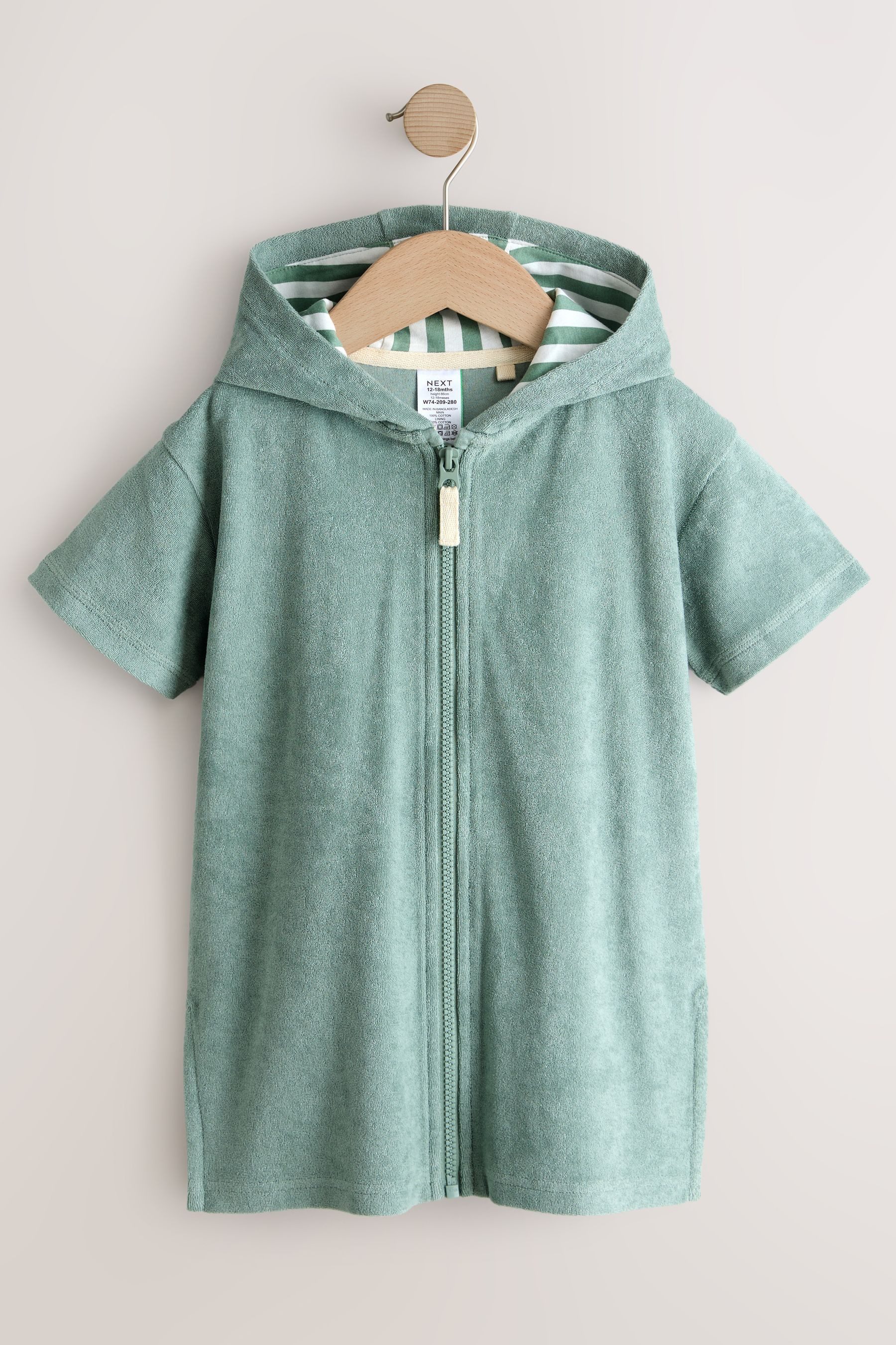 Next Badeponcho Frottee-Cover-up mit durchgehendem Reißverschluss, Baumwolle