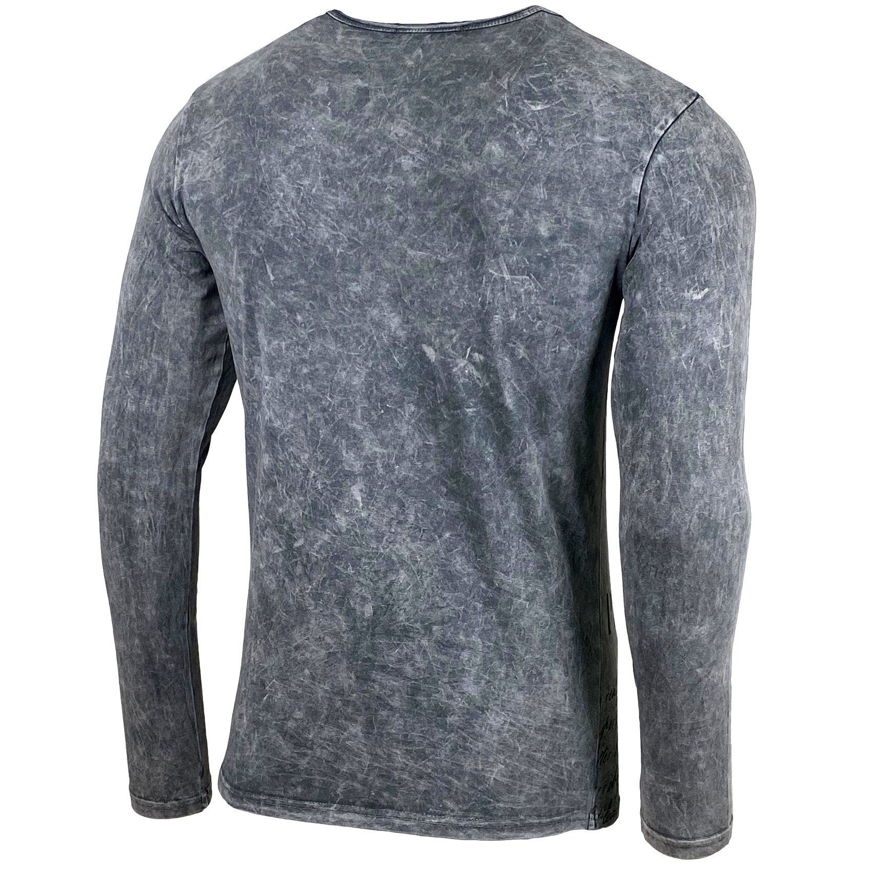 Baxboy Longshirt BAXBOY Herren Langarmshirt Oil Wash Verwaschen Stretch Oberteil 707
