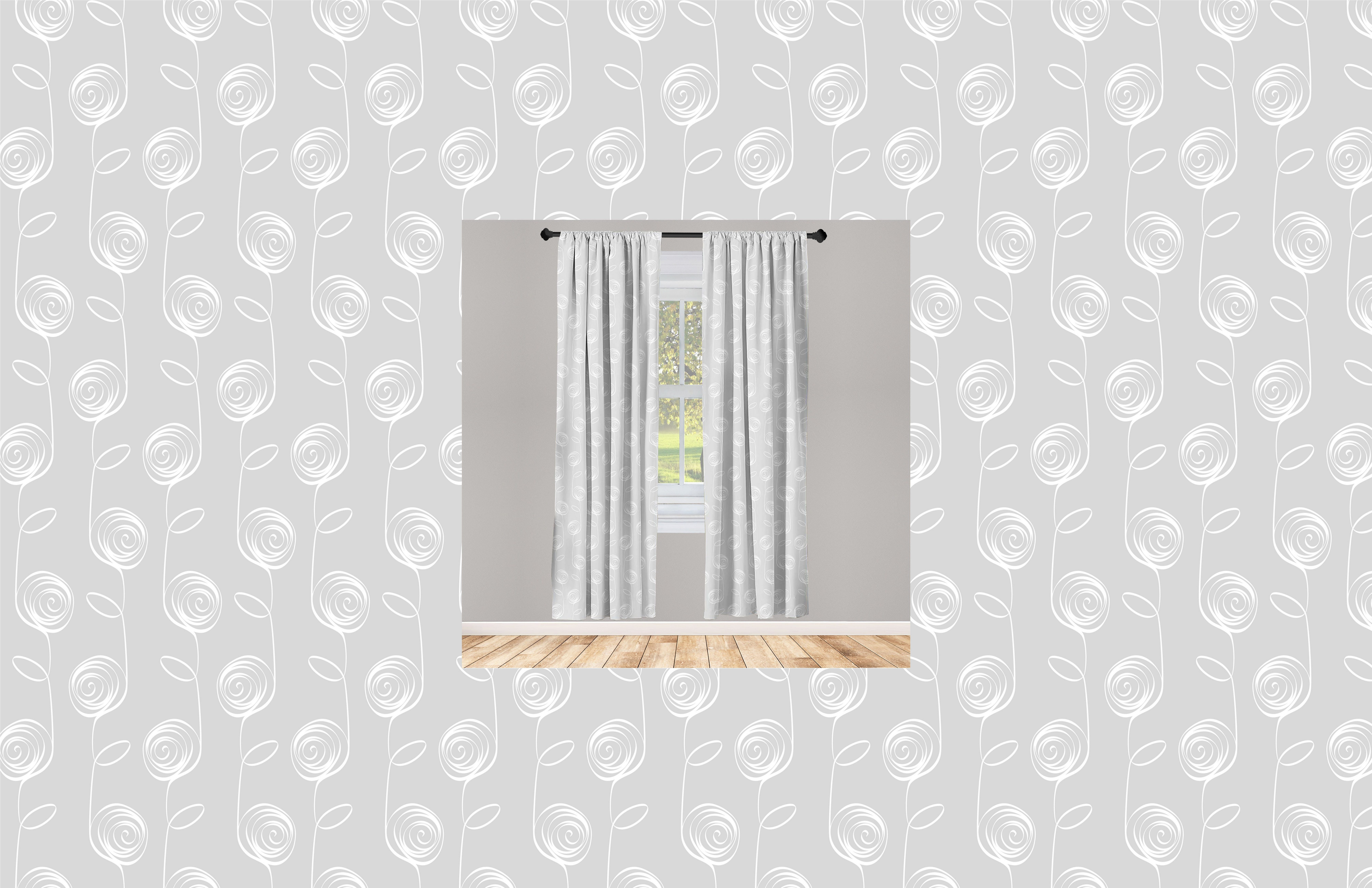 Gardine Vorhang für Wohnzimmer Schlafzimmer Dekor, Abakuhaus, Microfaser, Blumen Moderne Thin Line-Rosen-Blumen