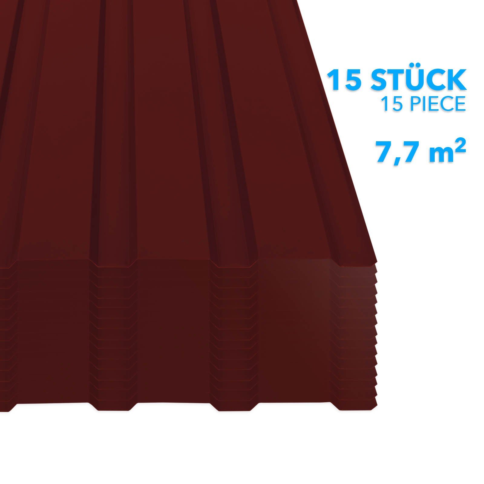 Karat Trapezblech Dachblech 7,7m² inkl Schrauben, Wandblech verzinkt, Profilblech, Blech verzinkt, 1150x450x0,25 mm (Spar-Set 15-St. 115x45 cm) wetterfest für Carport & Gartenhaus, verschiedene Farben