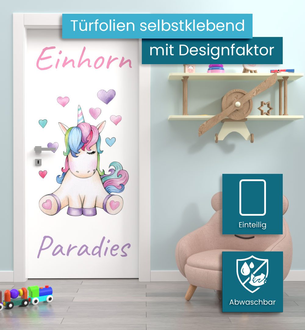 Thumbnail - MyMaxxi Dekorationsfolie Türtapete Türposter selbstklebend Prinzessin Einhorn Türaufkleber, (Klebefolie Tür aufgerollt),...
