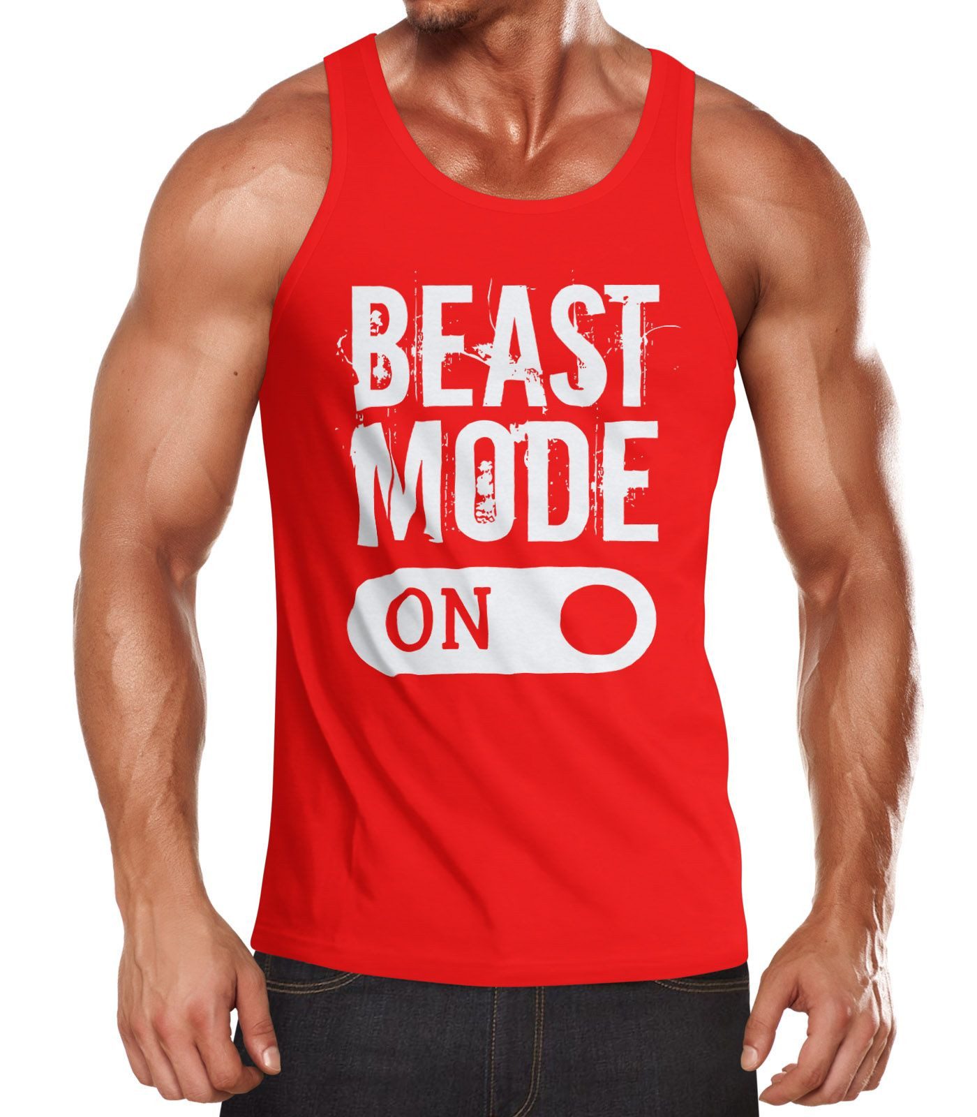 Tanktop Herren Tanktop Beast Mode On Bodybuilder Fitness Gym Muskelshirt