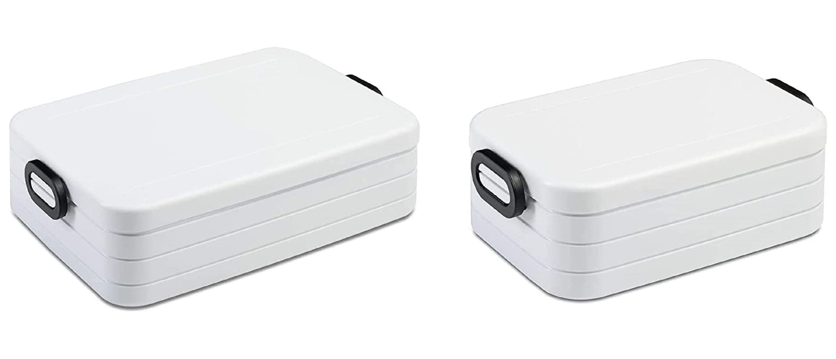 Mepal Lunchbox Lunchbox Set 2-tlg. mit Trennwand, groß & klein, Nordic Weiß, Ideal für Mealprep, spülmaschinenfest, ABS Material