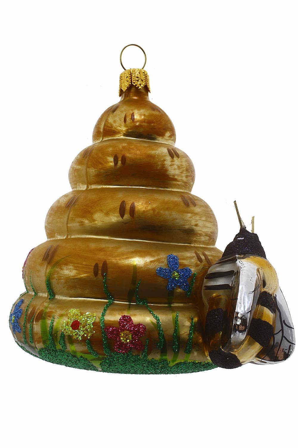 Dekohänger Bienenkorb, - Hamburger - Weihnachtskontor handdekoriert mundgeblasen Christbaumschmuck