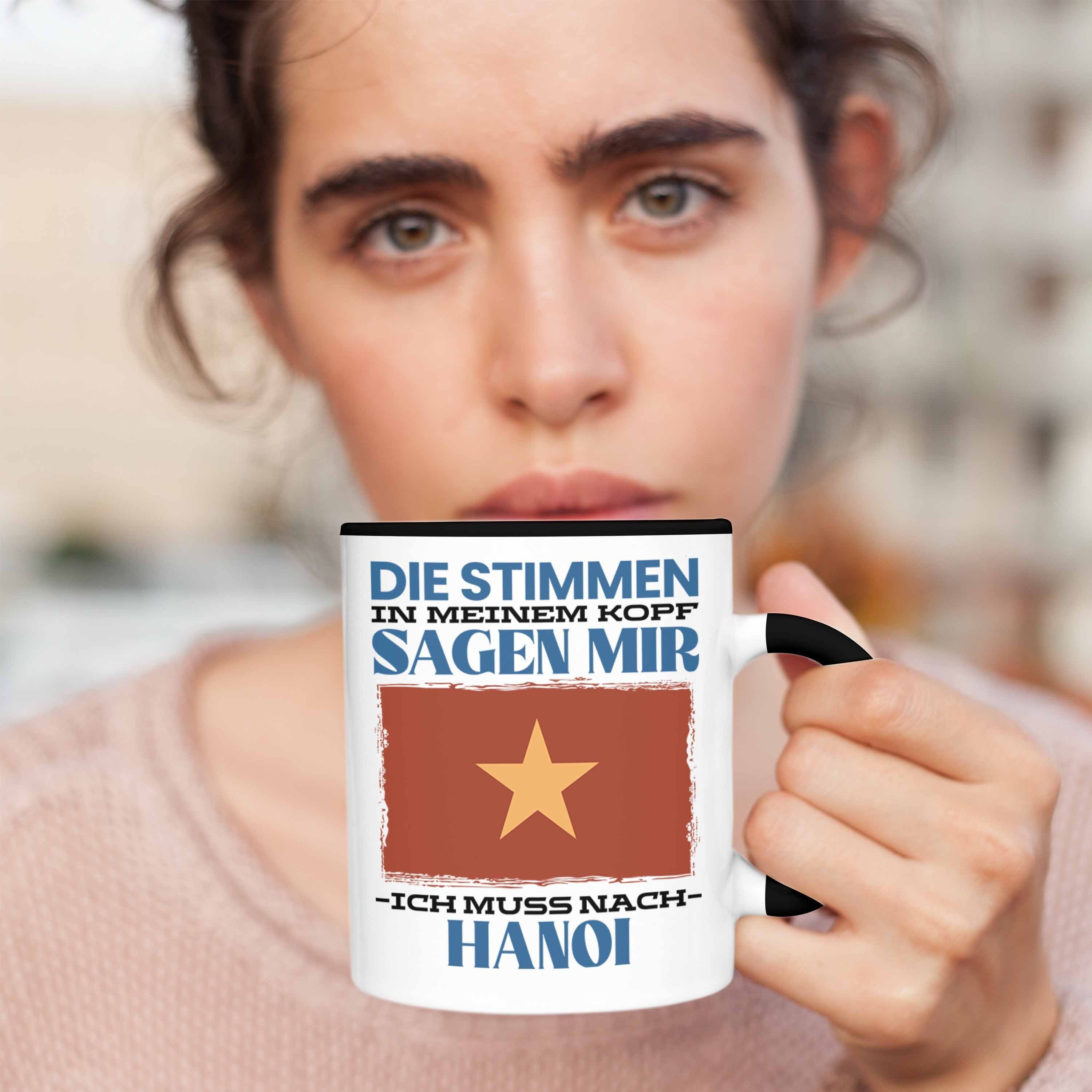 Trendation Tasse Hanoi Geschenk Tasse Heimat Schwarz Urlaub Vietnam Geschenkidee Spruch