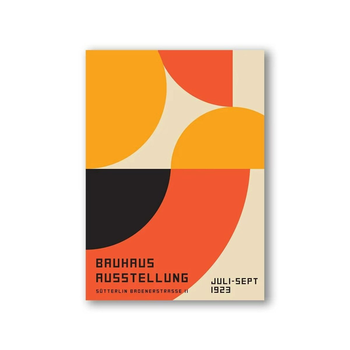 TPFLiving Kunstdruck (OHNE RAHMEN) Poster - Leinwand - Wandbild, Bauhaus Nordische Ästhetik Moderne Abstrakte Architektur Leinwand (Leinwandbild XXL), Farben: Gelb, Orange, Blau, Grau, Rot, Schwarz -Größe: 50x70cm