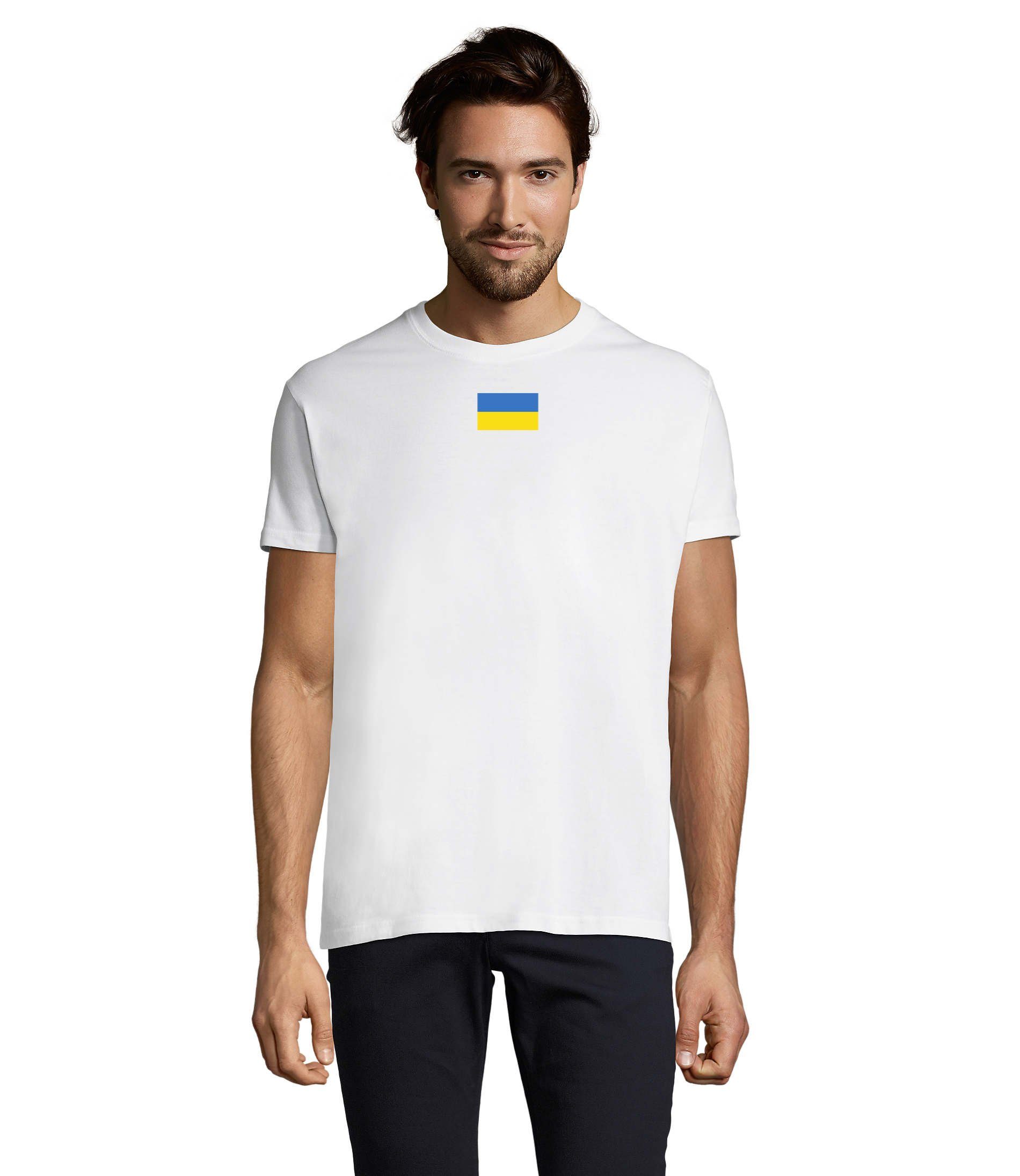 Blondie & Brownie T-Shirt Herren Selenskyj Kreuz Ukraine Ukraine Nato Peace Print Weiss