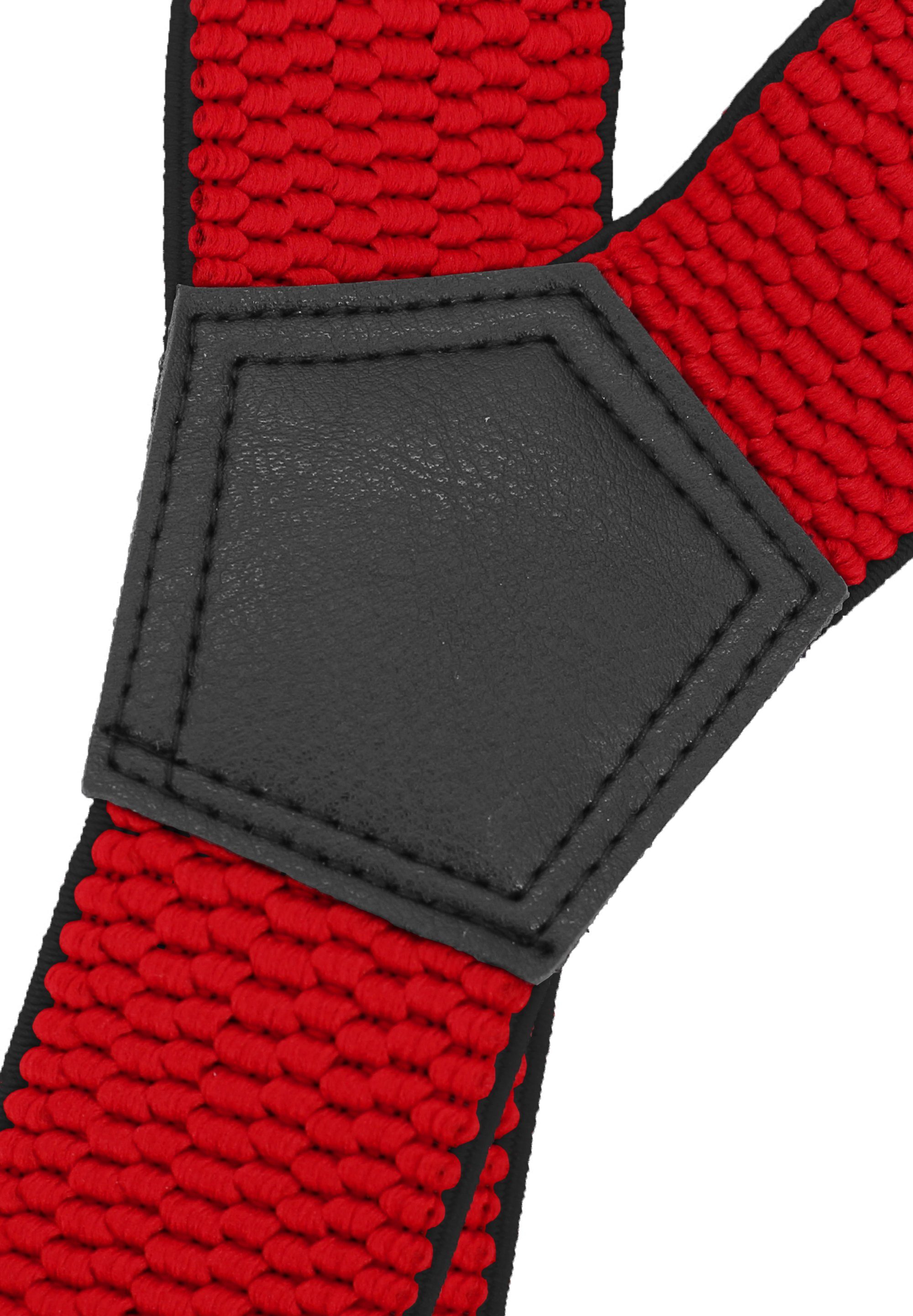 Fabio Farini Hosenträger 4cm Breites X-Design verstellbar mit extra starken Clipverschluss, Rot