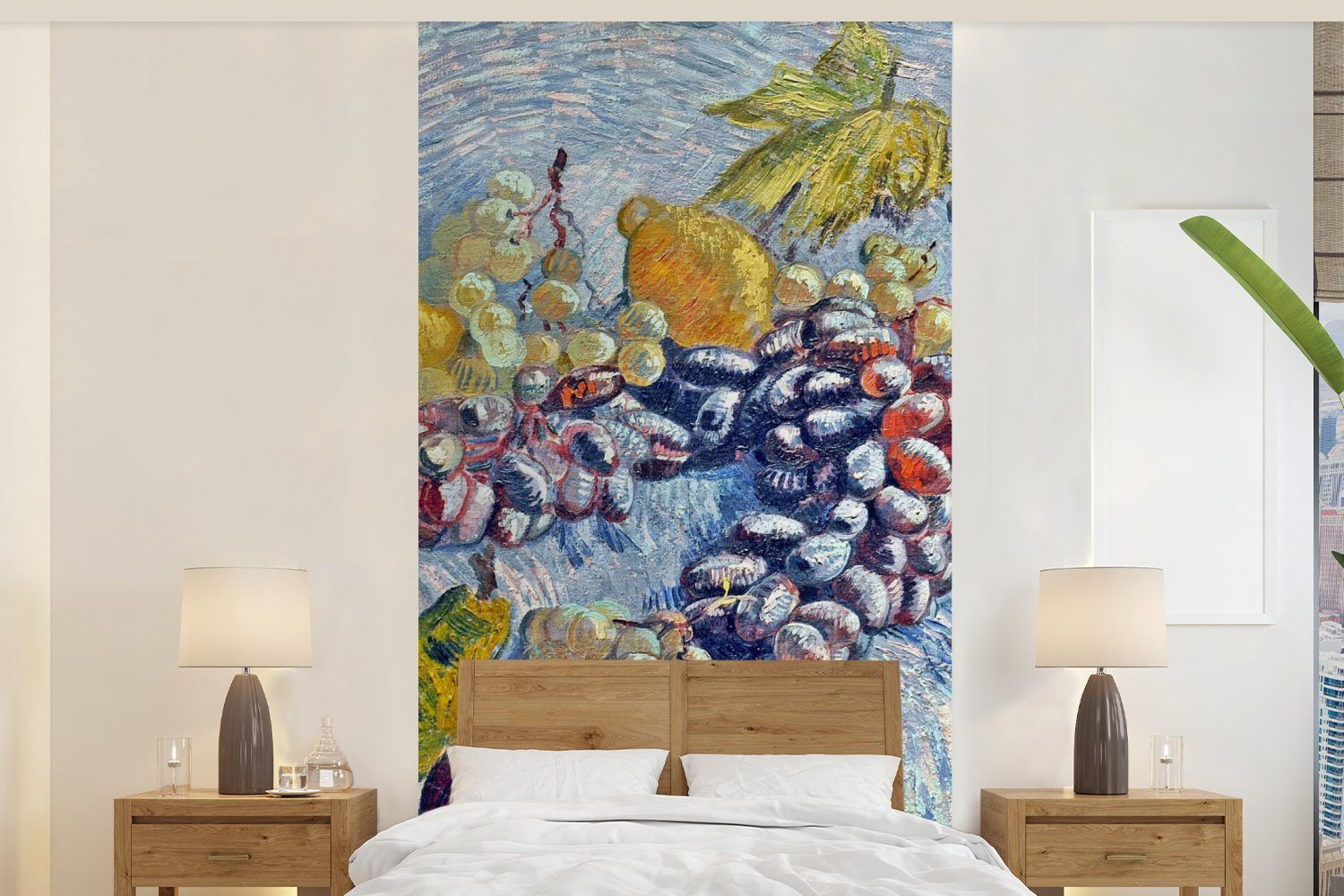 MuchoWow Fototapete Weintrauben, Zitronen, Birnen und Äpfel - Vincent van Gogh, Matt, bedruckt, (2 St), Vliestapete für Wohnzimmer Schlafzimmer Küche, Fototapete