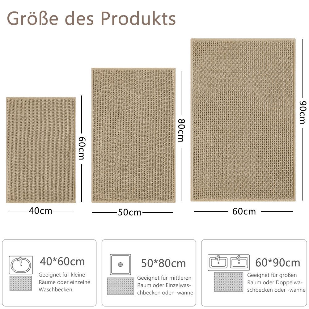 TUWENA Badematte Weich Chenille Badezimmerteppich, Badteppich rutschfest Wa günstig online kaufen