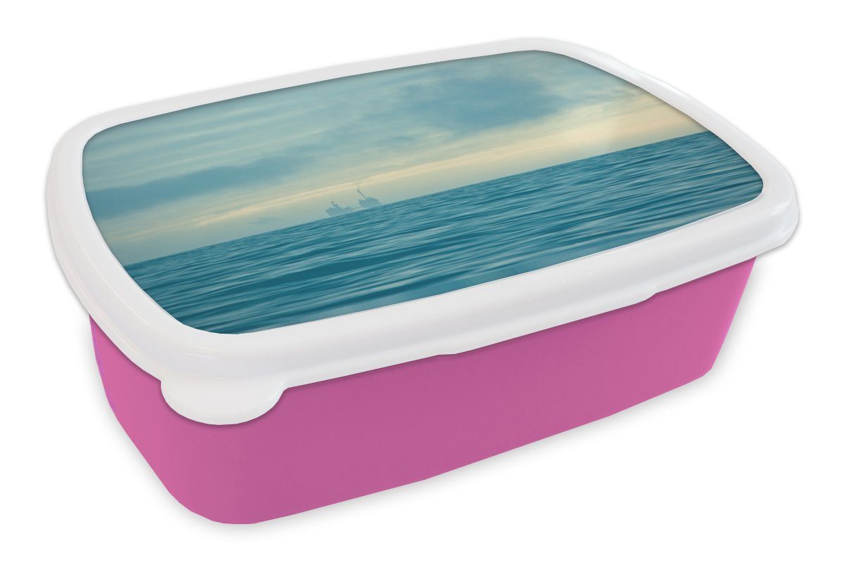 MuchoWow Lunchbox Nordsee Wasser, Brotbox Nebel Snackbox, Kunststoff Kinder, für - (2-tlg), Kunststoff, Mädchen, rosa Erwachsene, - Brotdose