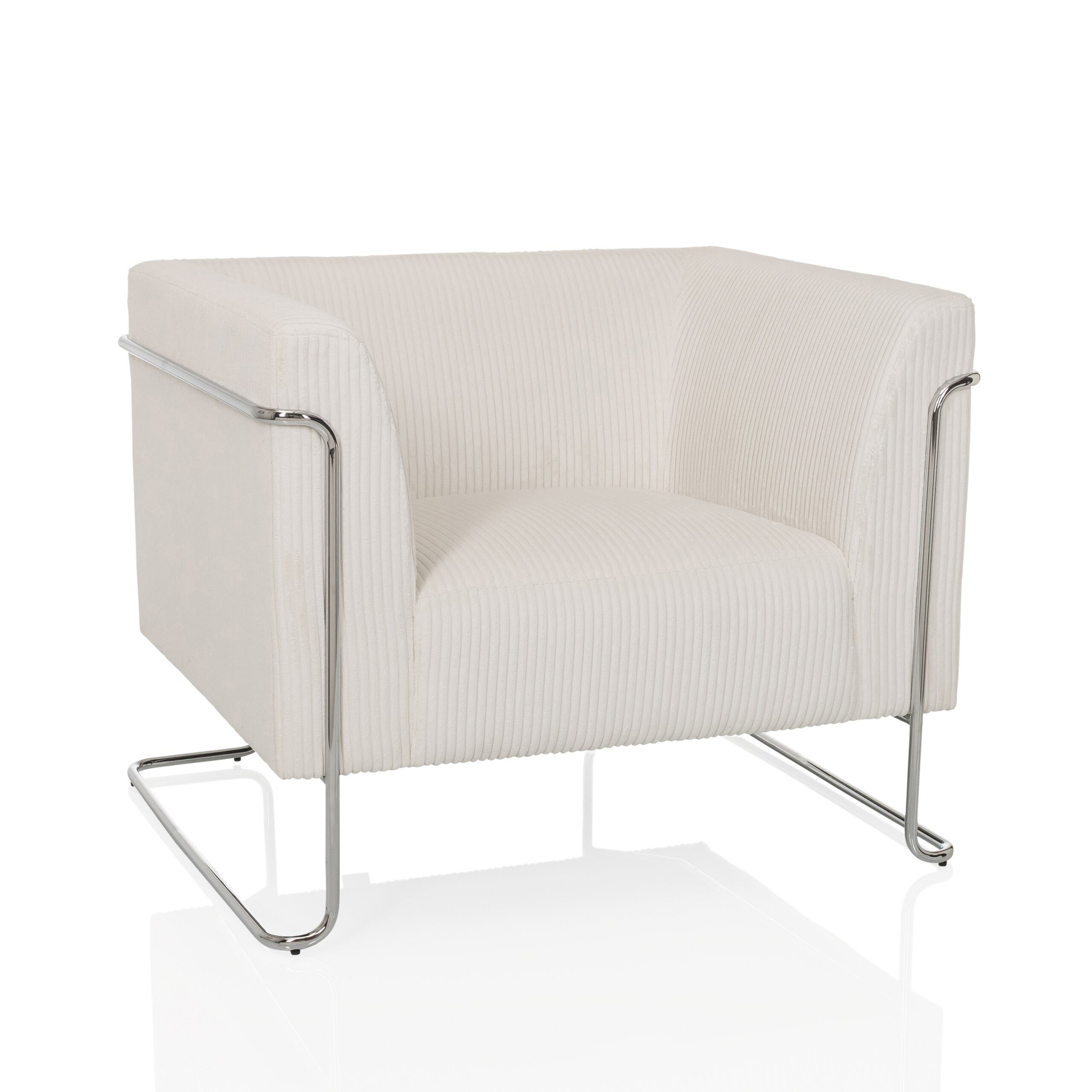 hjh LIVING Loungesessel Curacao Cord Polstersessel Stoff mit Armlehnen 1, Sessel Fernsehsessel gepolstert mit Metallgestell und Cord-Stoff