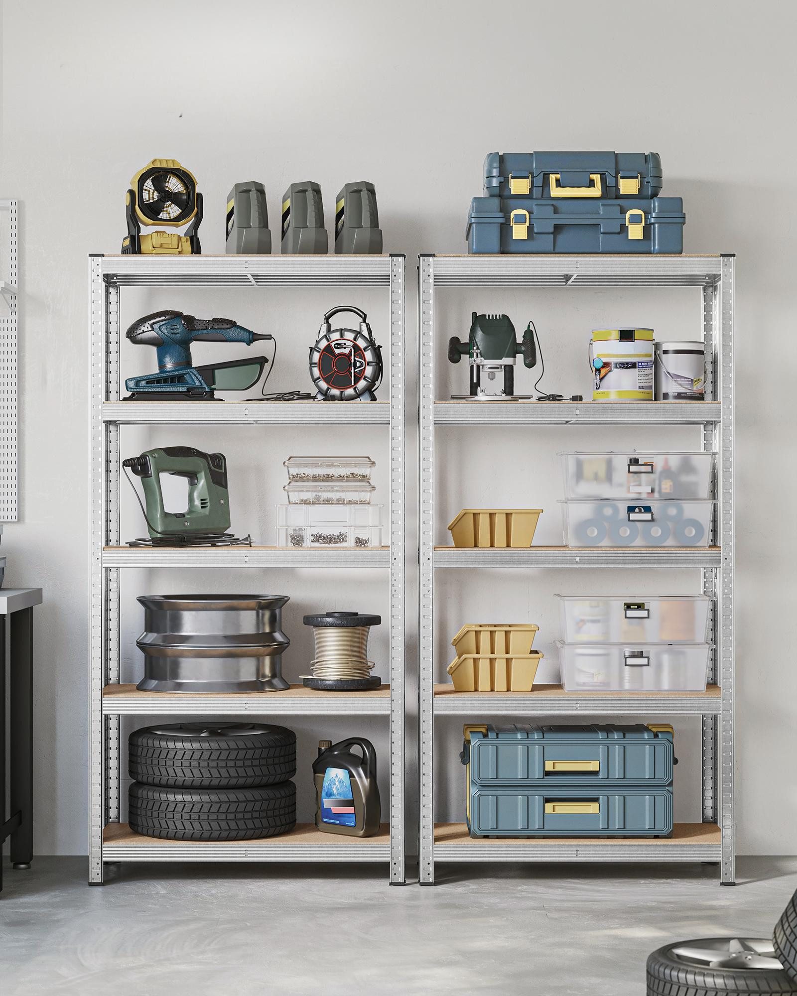 SONGMICS Schwerlastregal Lagerregale, 2-tlg., 180 x 90 x 40 cm, bis 875 kg belastbar und 5 verstellbare Ablagen