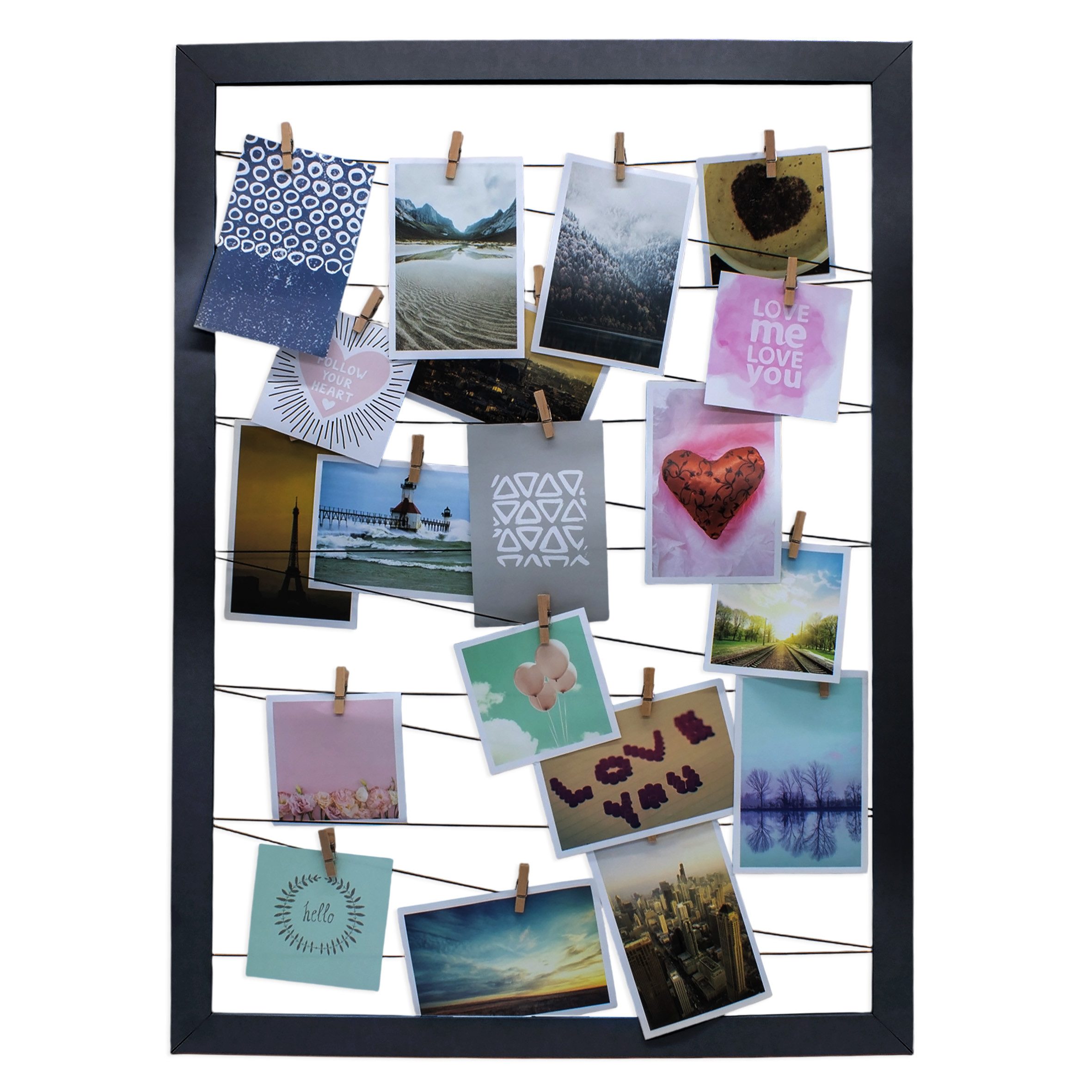 Spetebo Fotohalter Bilderrahmen Fotohalter schwarz - 75 x 55 cm, für 20 Bil günstig online kaufen