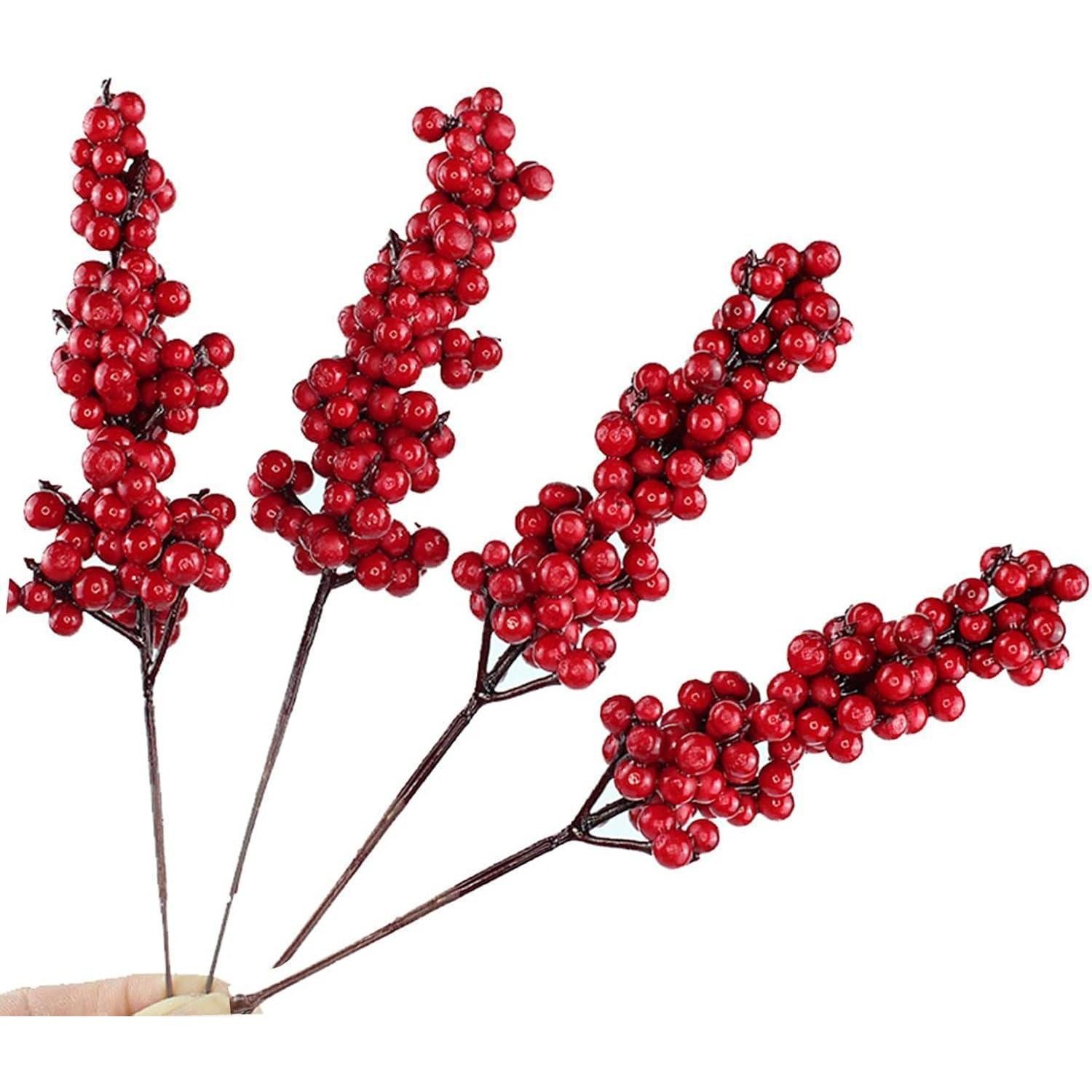 Kunstzweig Beerenzweige künstliche rot 20cm Weihnachten Deko A, LuxusKollektion