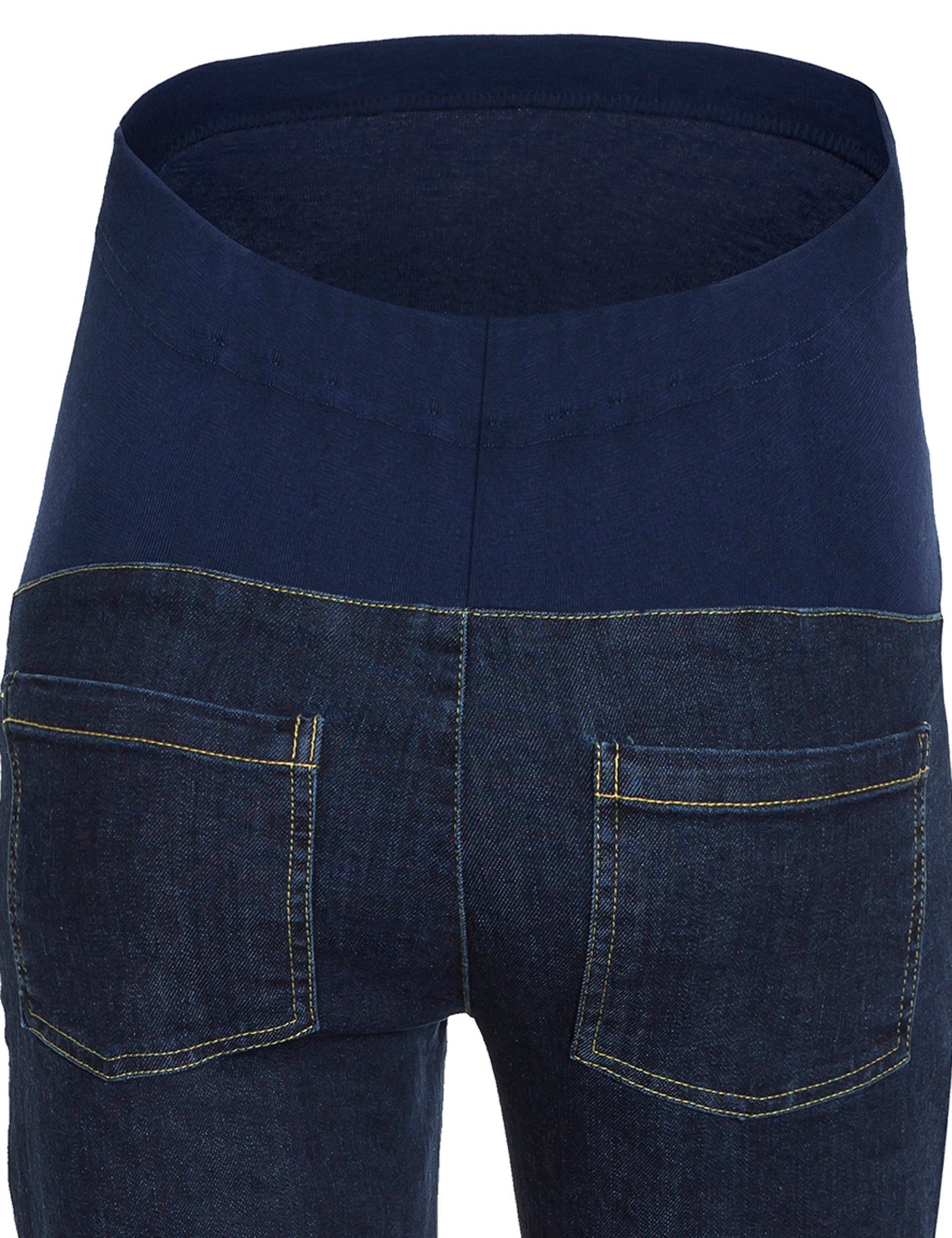 F&K-Mode Umstandsjeans Umstandsjeans lang Jeans Hose Umstand Stretch Mit druckfreiem Bund