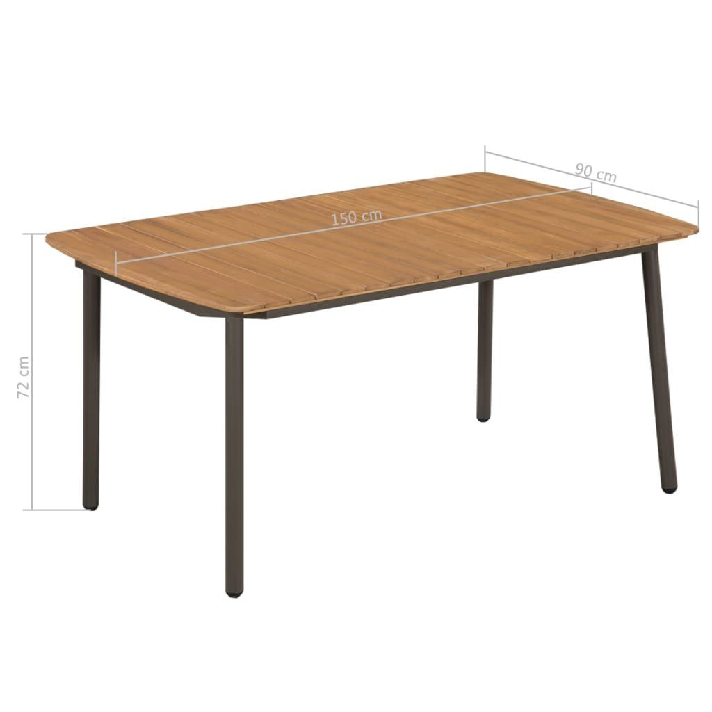 Stahl Gartentisch furnicato Couchtisch und 150x90x72 cm Akazie Massivholz