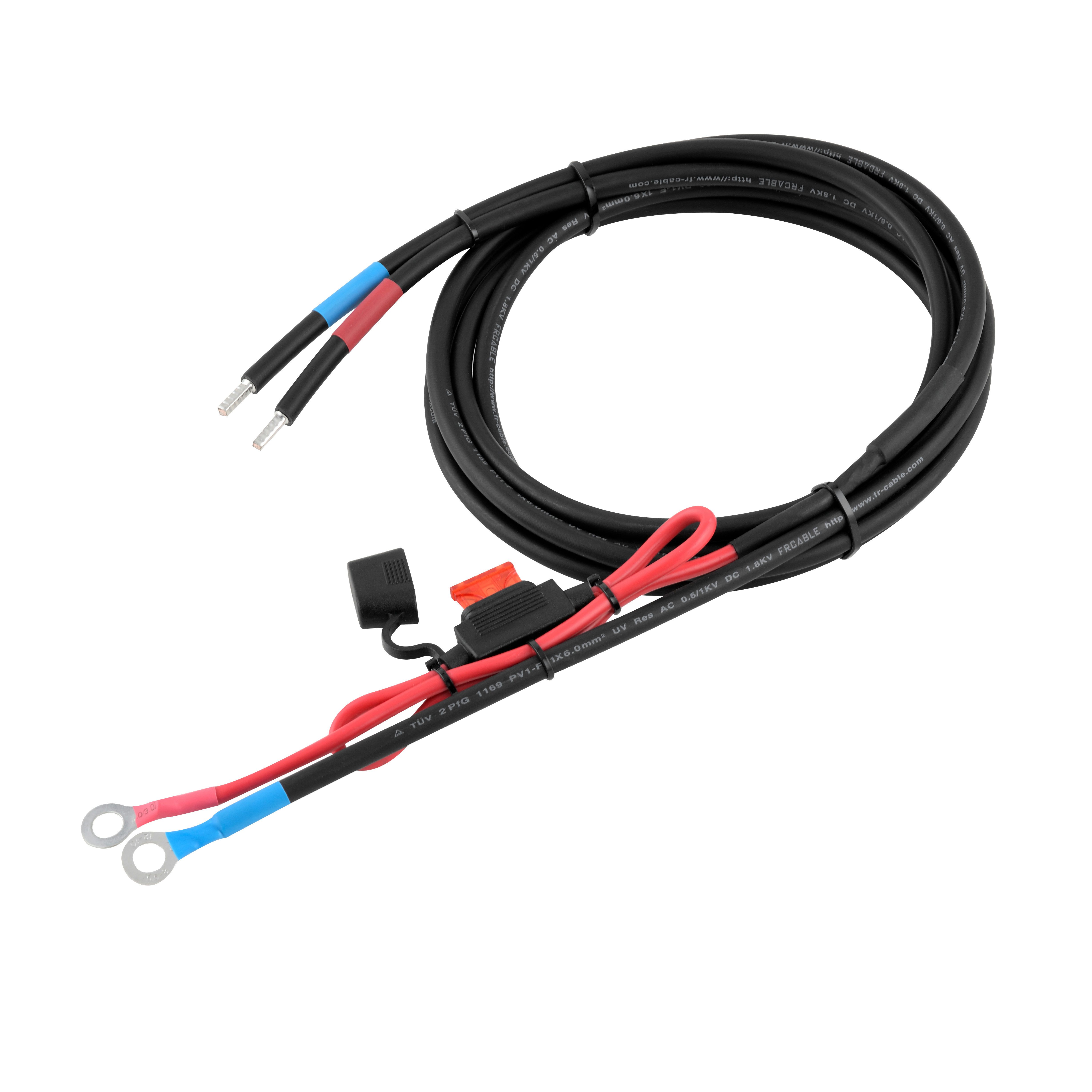enjoy solar Profi-Batteriekabel 1m/3m 6mm², mit 10A/15A/25A/30A Sicherung Batteriekabel, mit M8 Ringösen, Batterie zu Laderegler