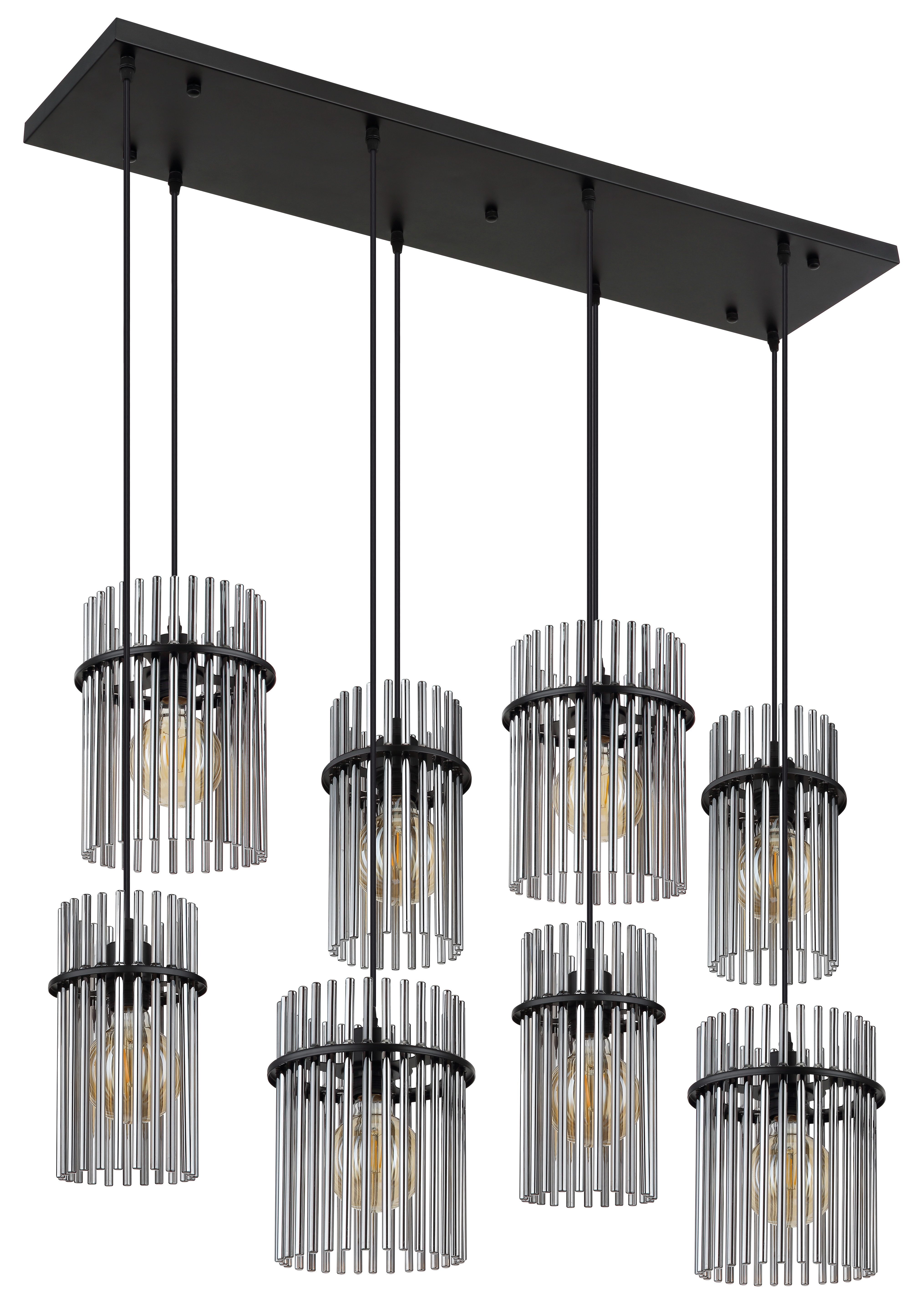 GLOBO LIGHTING Hängeleuchte GORLEY, ohne Leuchtmittel, Hängelampe Glasstäbe rauchfarben klar verlaufend elegant Esszimmer