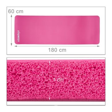 relaxdays Yogamatte Yogamatte 1 cm dick einfarbig, Pink