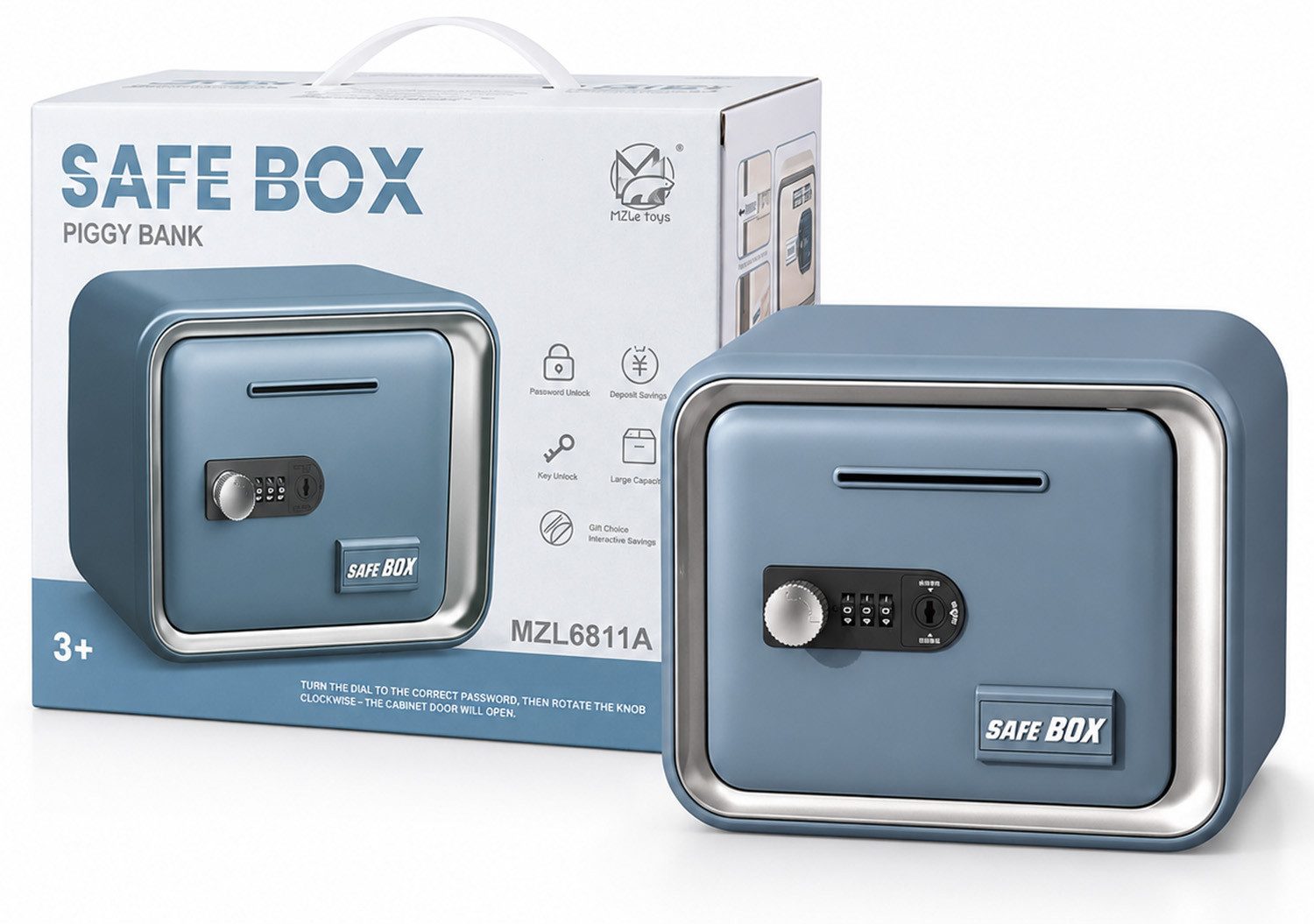 ibettertec Spardose Sparschwein, Sparbox für Kinder & Jugendliche mit Geldschein-Einwurf, (Geldkassette mit Zahlenschloss & Schlüssel), …