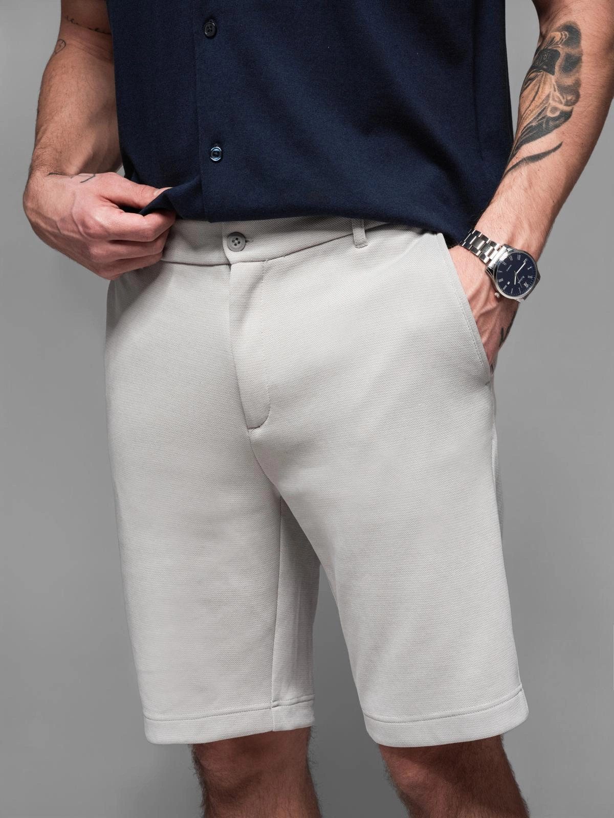OMBRE Chinoshorts Herren-Shorts SLIM FIT aus strukturiertem Melange-Strick günstig online kaufen