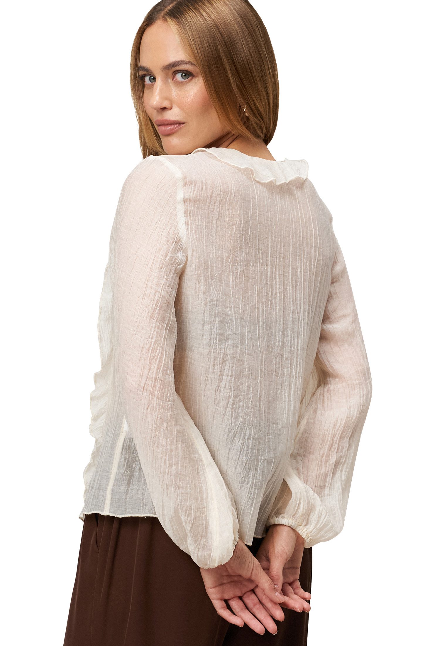 Zero Klassische Bluse Damen Bluse mit Rüschen