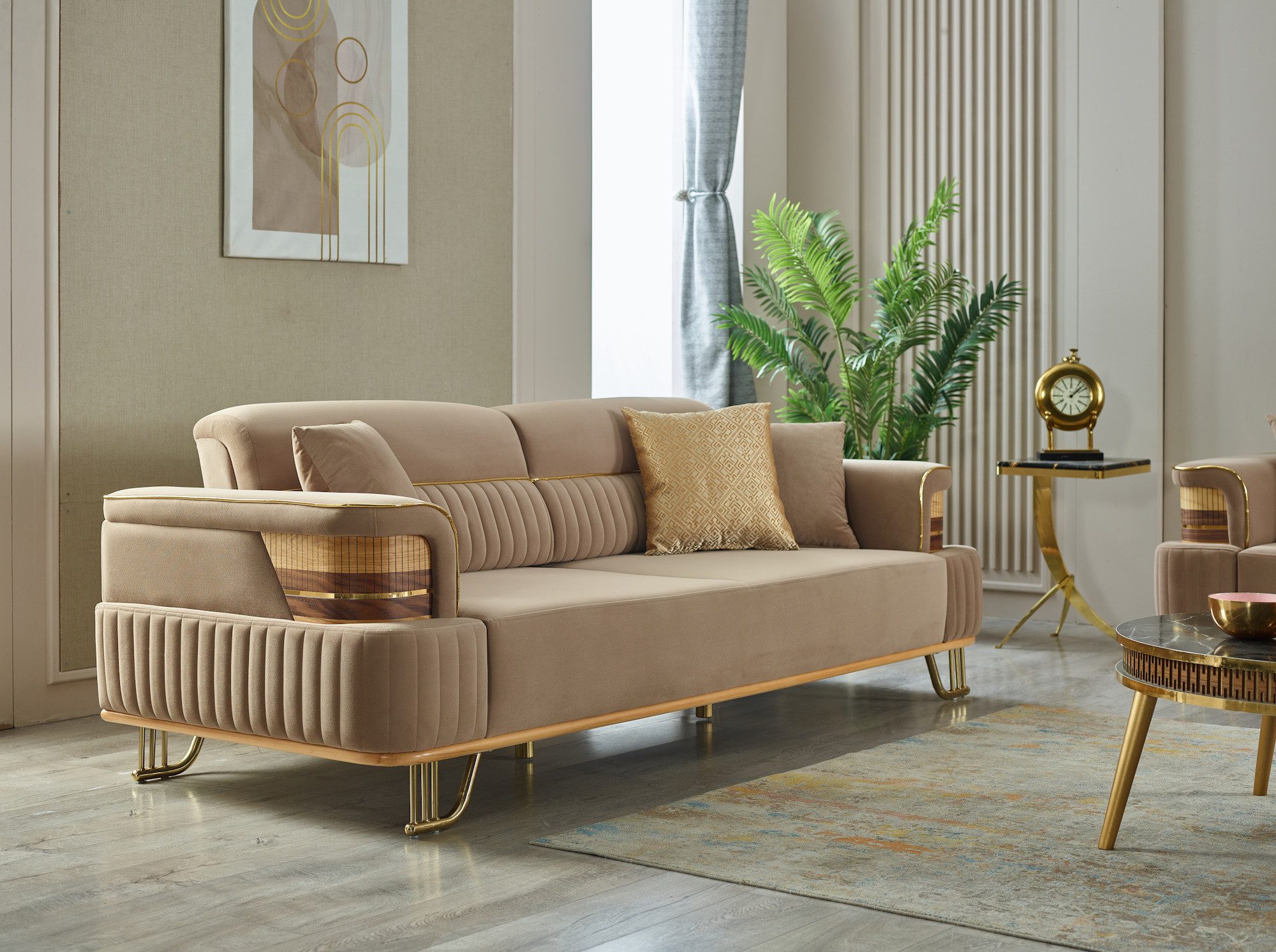 Villa Möbel Sofa Braga, 2-Sitzer 1 Teile, Hand Made Quality, pflegeleichter Mikrofasersamtstoff