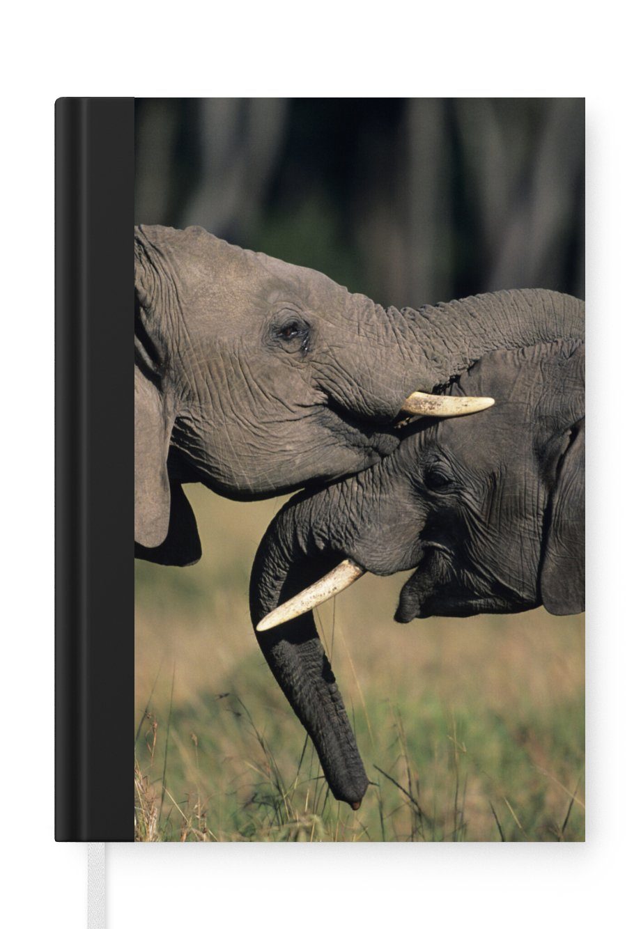 MuchoWow Notizbuch Elefant - Tiere - Grau - Natur, Journal, Merkzettel, Tagebuch, Notizheft, A5, 98 Seiten, Haushaltsbuch