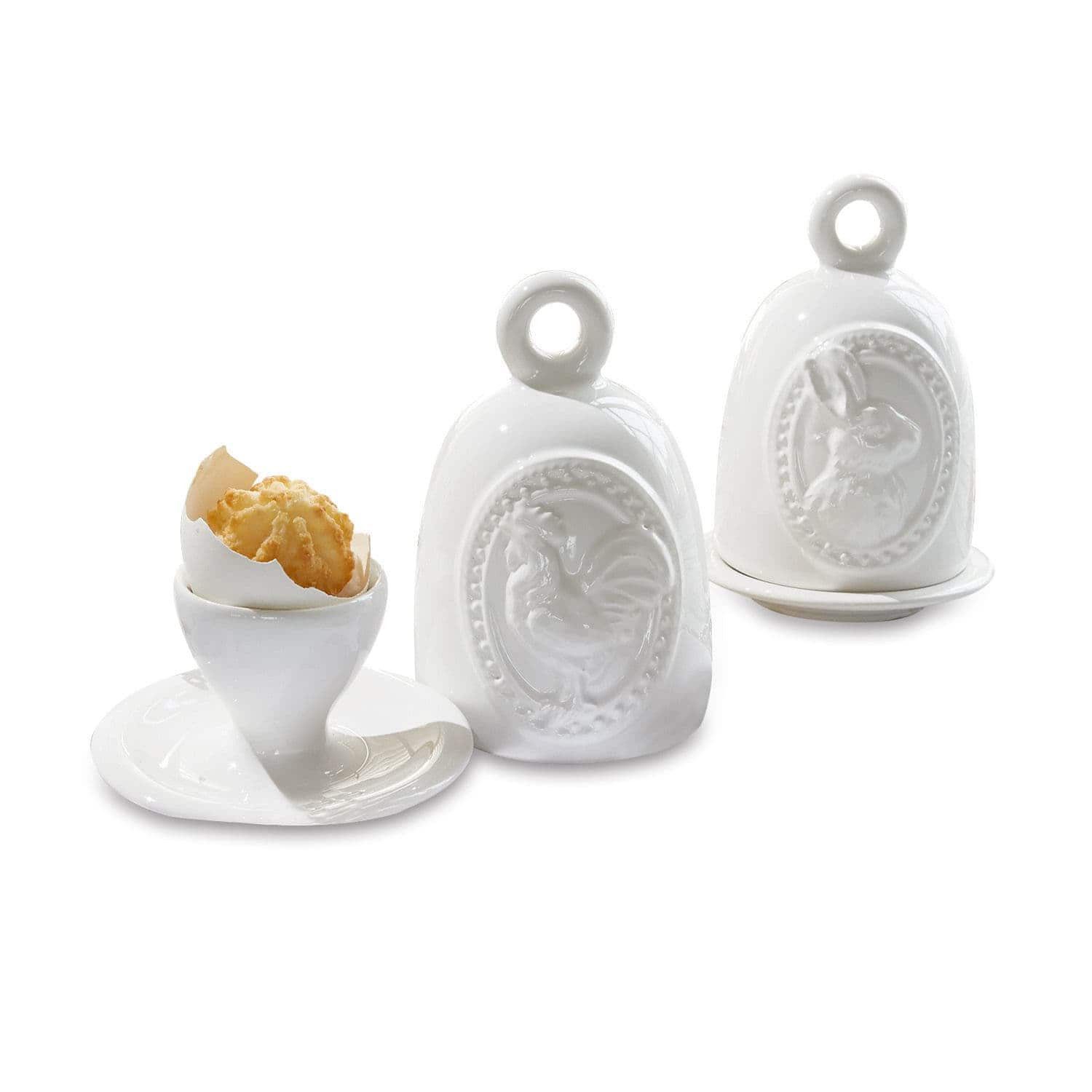 Mirabeau Geschirr-Set Eierbecher 2er Set Celestyn weiß, Polyresin, Dolomitgestein