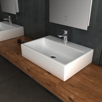 Alpenberger Waschbecken - Keramik Aufsatzwaschbecken Hängewaschbecken - Eleganter Waschplatz (1-tlg. Set, 1-St., Handwaschbecken Badezimmer), Aufsatzbecken schmutzabweisend & hygienisch mit Nano beschichtet