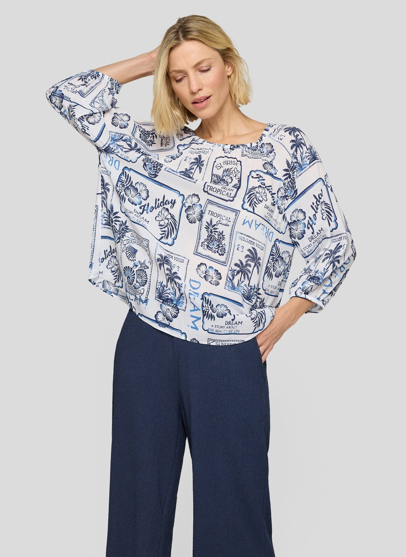 Rabe Schlupfbluse 3/4-Arm mit Allover-Druck