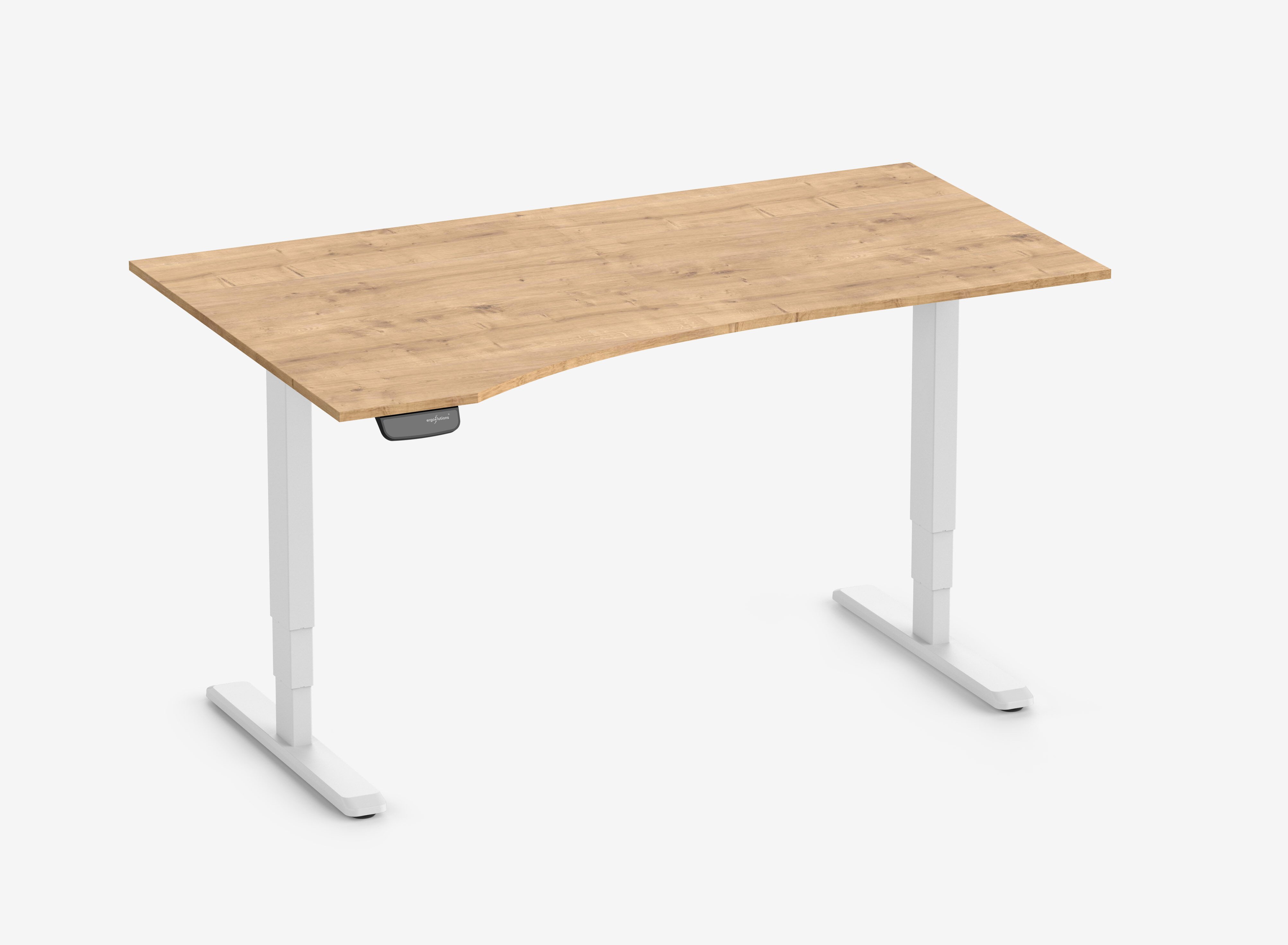 Ergolutions Schreibtisch PRIMUS elektrisch höhenverstellbarer Freiformschreibtisch, 140 kg Traglast / App / Leise / Timer / Memory / Kollisionssensor