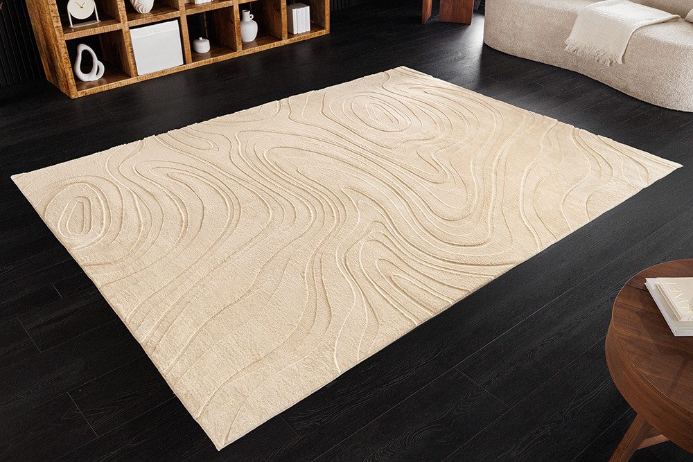riess-ambiente Designteppich DESERT DUNE 230x160cm beige - 3D-Oberfläche, Hoch-Tief-Effekt, weich, rechteckig, Höhe: 25 mm, strukturiert & für Fußbodenheizungen – ideal für Wohn- & Schlafzimmer