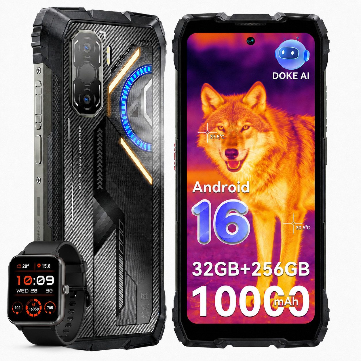 blackview ROCK 3 108MP, Wärmebildkamera, 10000mAh, 400lm LED inck.R50 Outdoor Smartphone (6,78 cm, 256 GB Speicherplatz, 108 MP Kamera, Android 16, 120Hz, 108MP, 10000mAh, Dual-SIM, NFC)