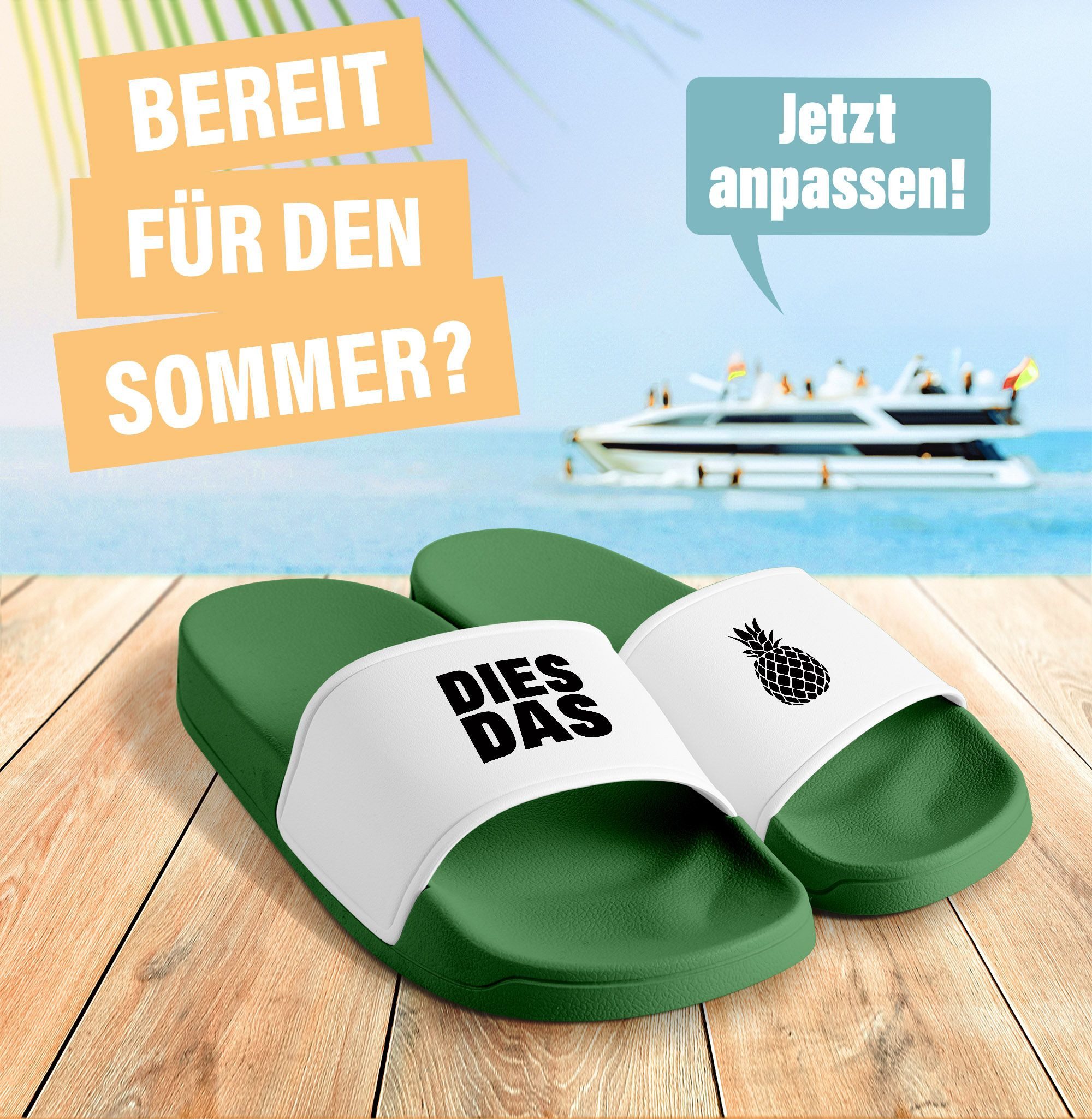 MoonWorks Badeschlappen mit Spruch Ananas-Motiv, Witzige Meme-Slides für Badesandale