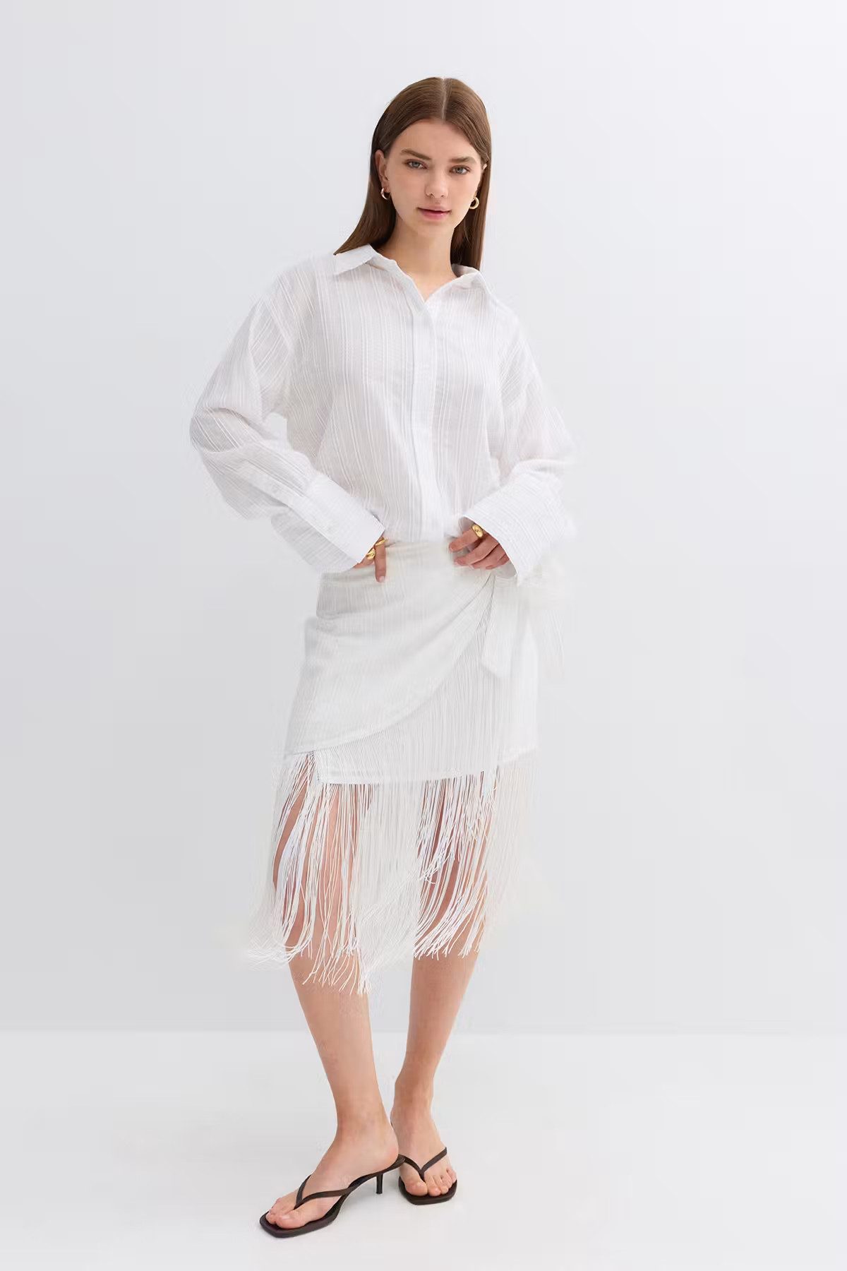 Gina Tricot Minirock Structured skirt - Wickelrock Plissee mit Bindeband - Damen Minirock